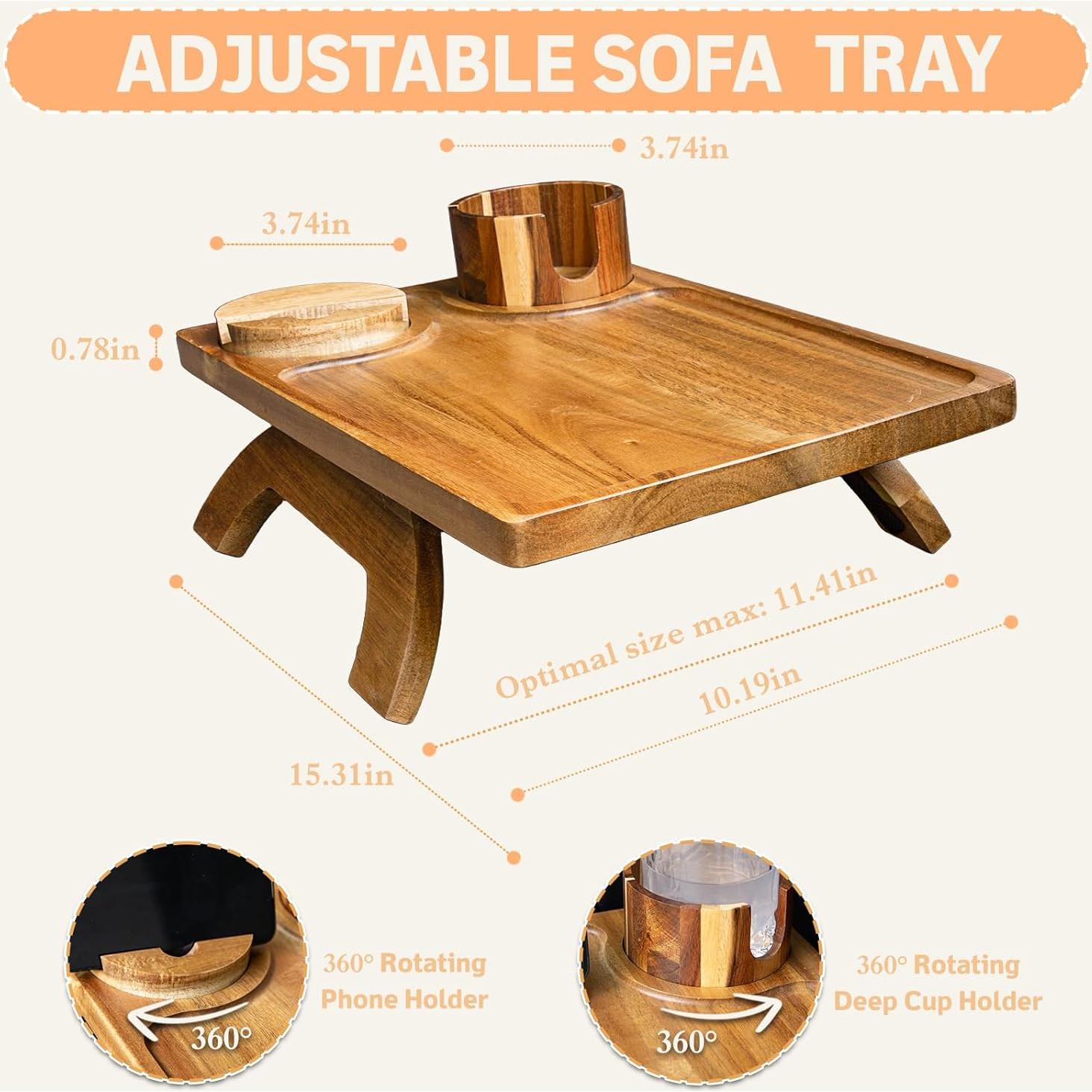 Mesa de Reposabrazos 3 en 1 Krbnk de Madera de Acacia