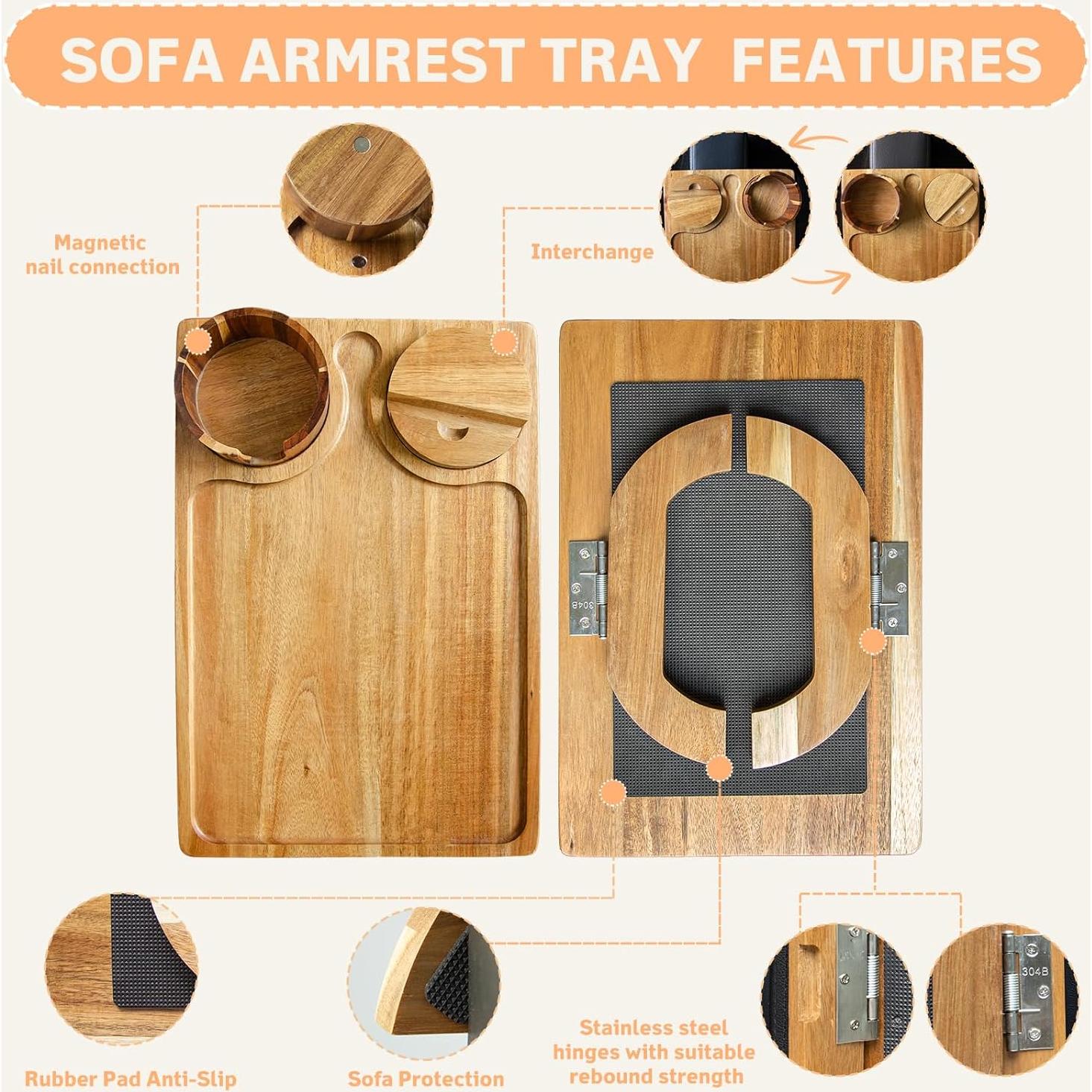 Mesa de Reposabrazos 3 en 1 Krbnk de Madera de Acacia