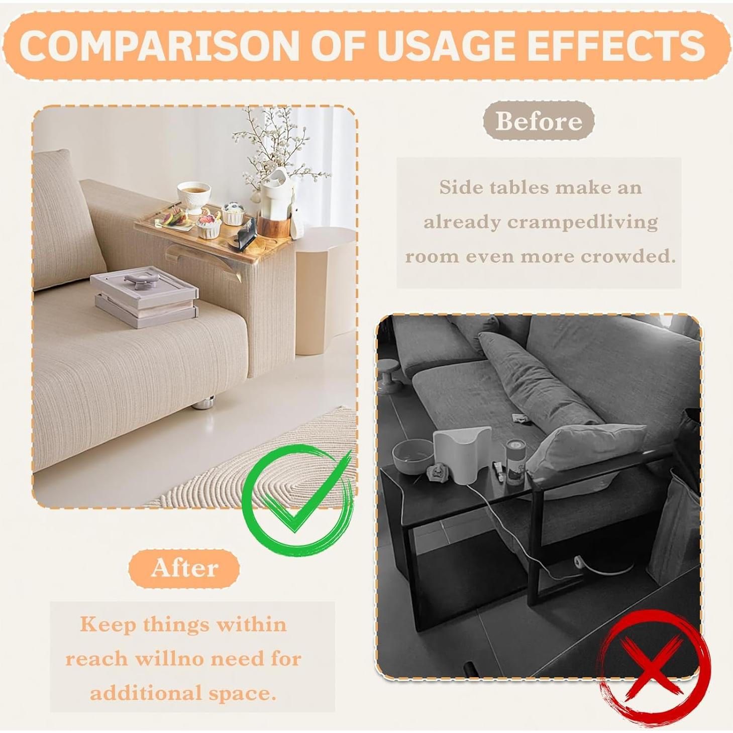 Mesa de Reposabrazos 3 en 1 Krbnk de Madera de Acacia