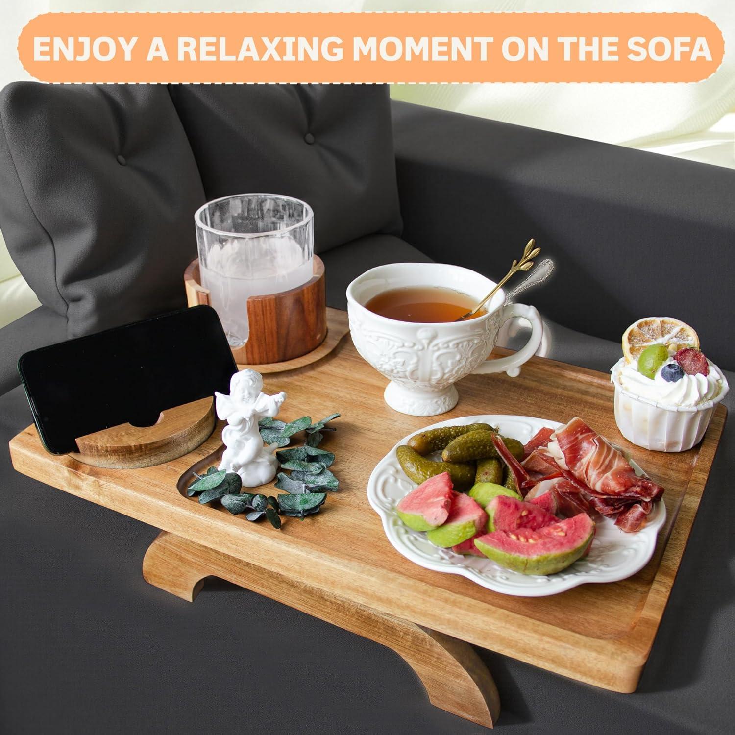 Mesa de Reposabrazos 3 en 1 Krbnk de Madera de Acacia