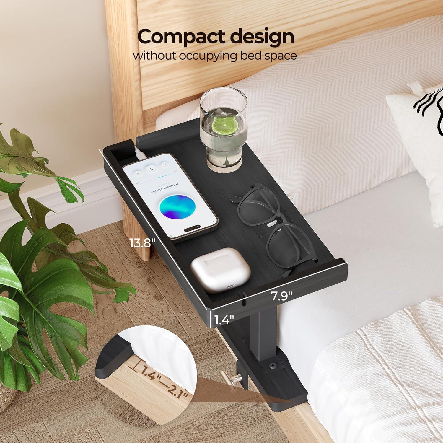 Estante Lateral Ajustable Wealone de Bambú para Cama