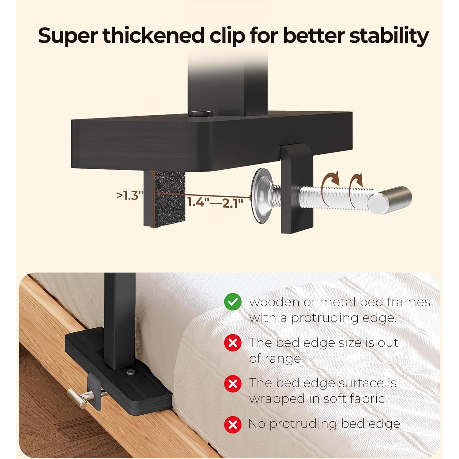Estante Lateral Ajustable Wealone de Bambú para Cama