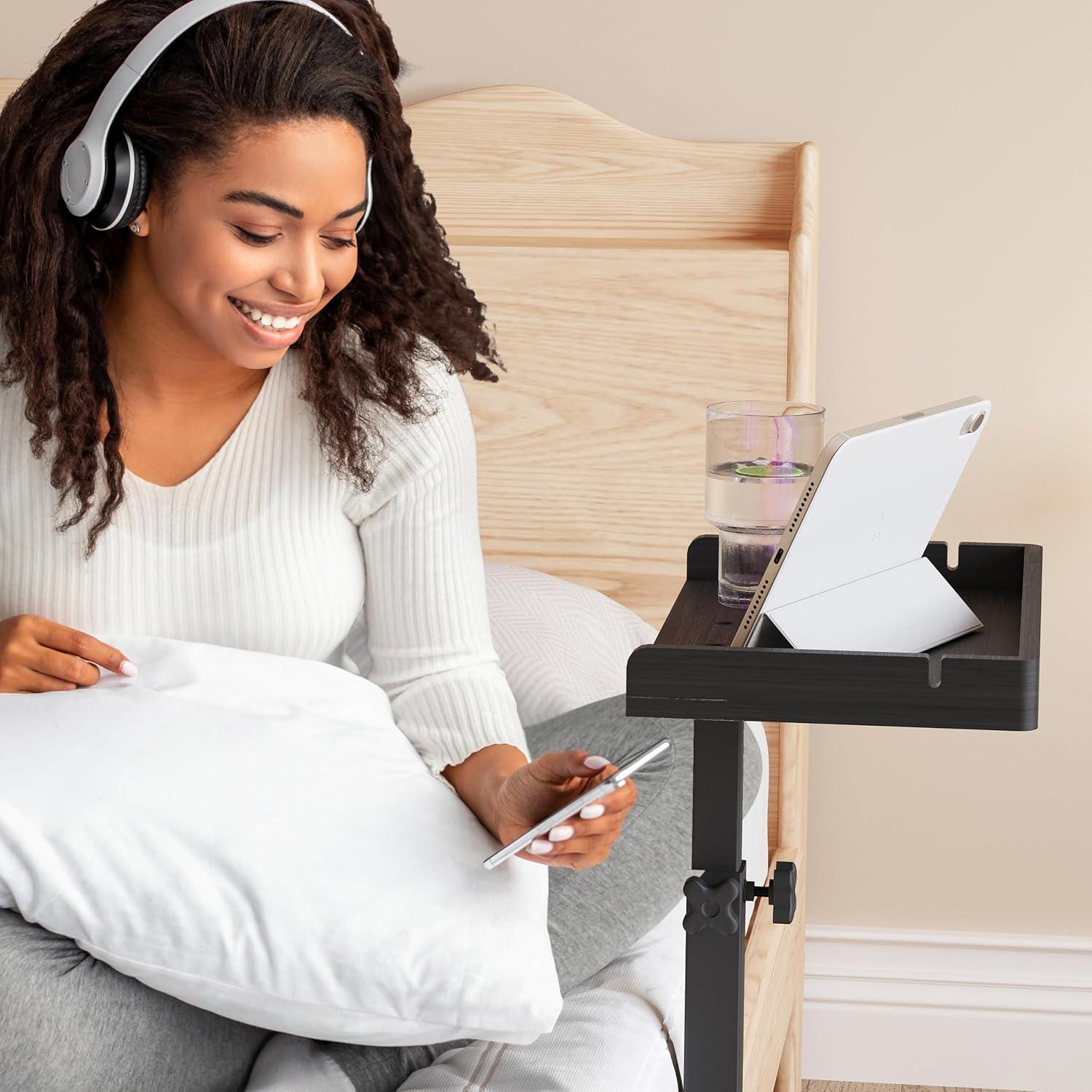 Estante Lateral Ajustable Wealone de Bambú para Cama