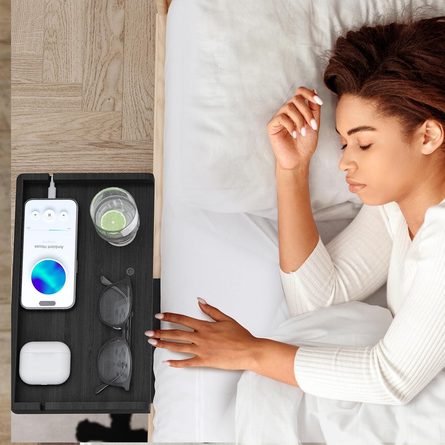 Estante Lateral Ajustable Wealone de Bambú para Cama