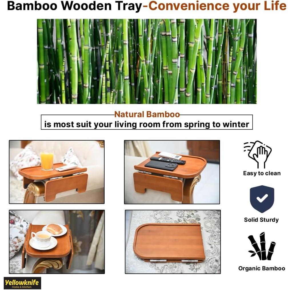 Mesa de bandeja para brazo de sofá Yellowknife - Madera de bambú