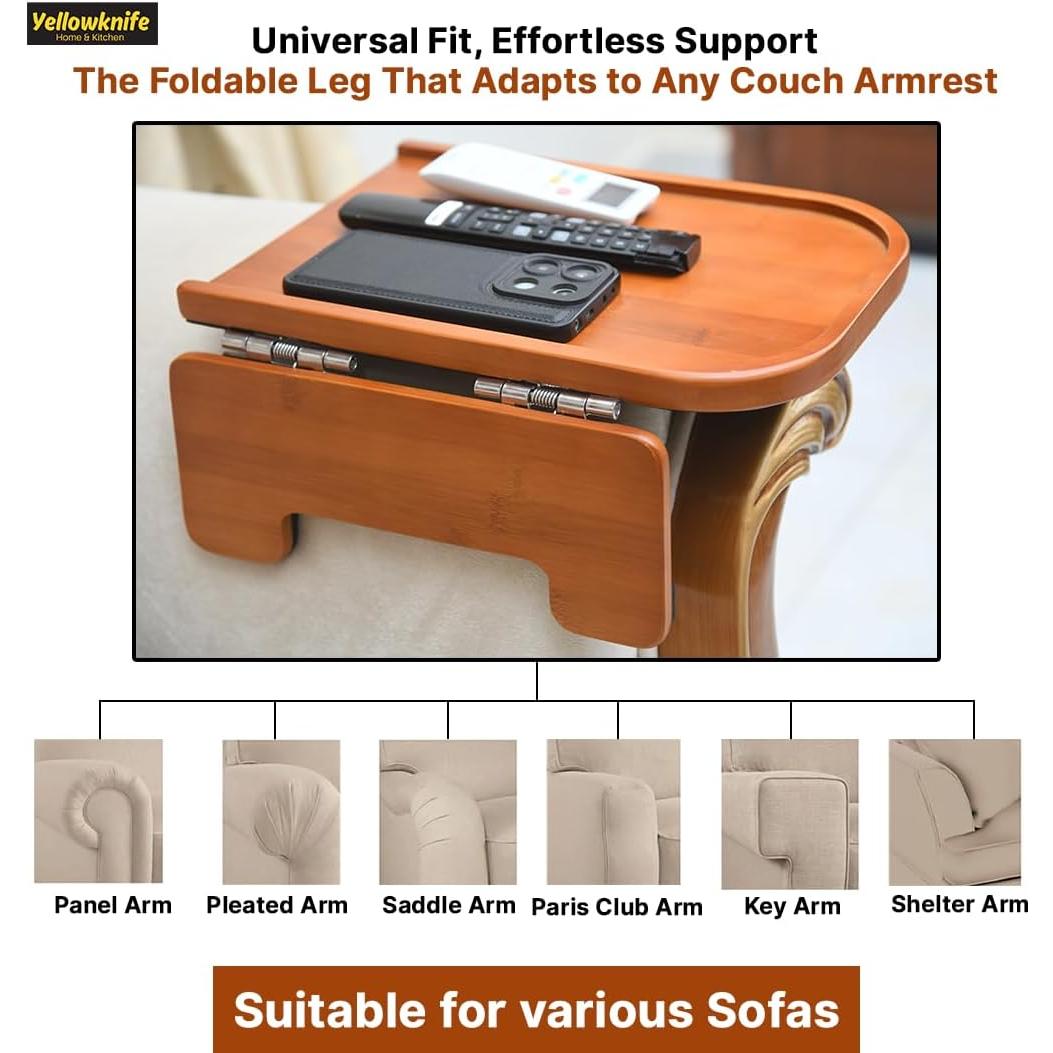 Mesa de bandeja para brazo de sofá Yellowknife - Madera de bambú