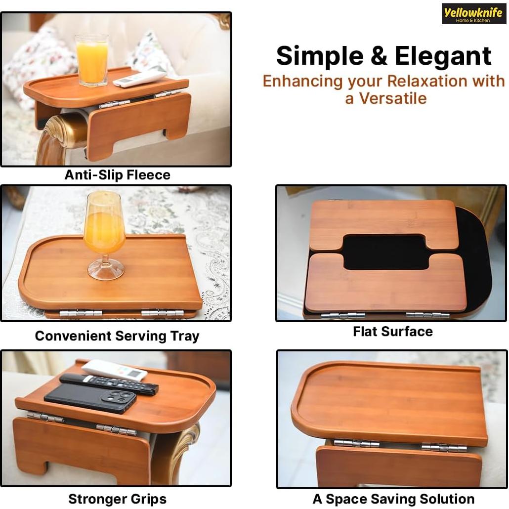 Mesa de bandeja para brazo de sofá Yellowknife - Madera de bambú