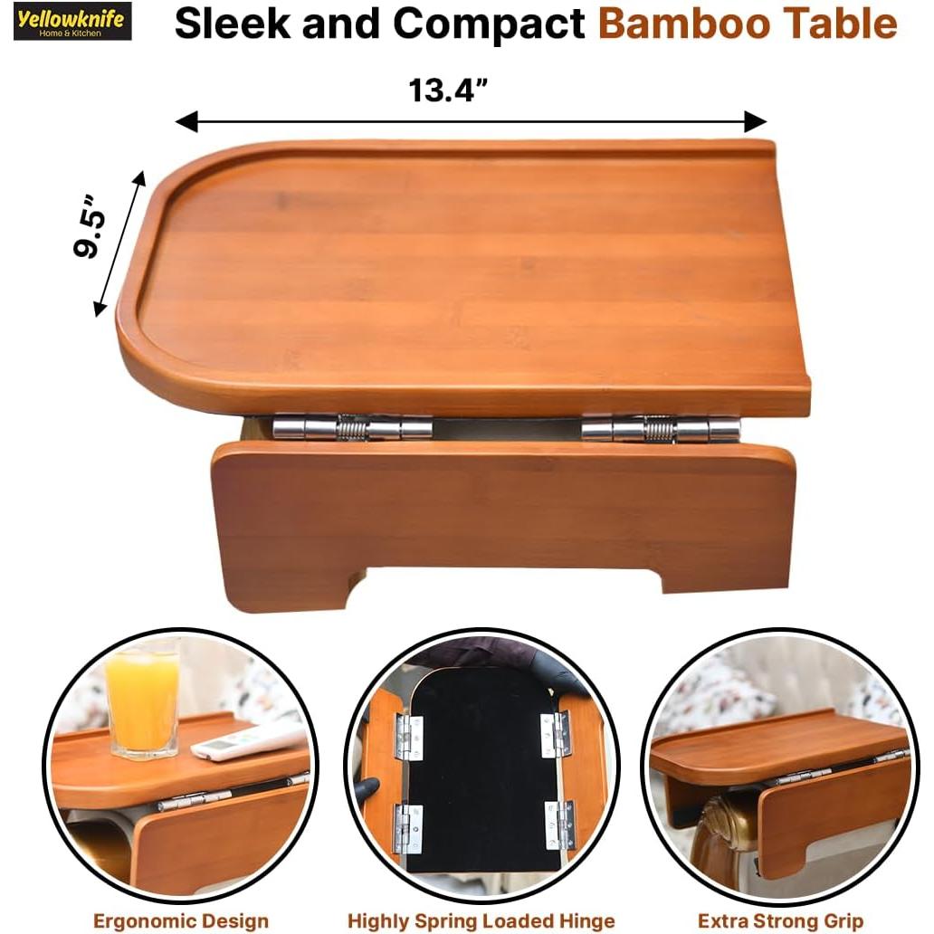 Mesa de bandeja para brazo de sofá Yellowknife - Madera de bambú