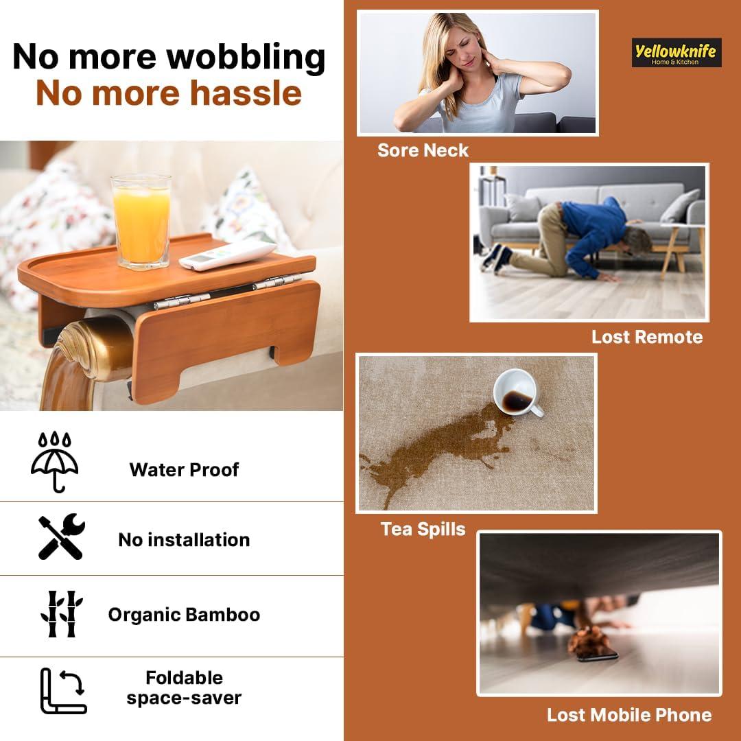 Mesa de bandeja para brazo de sofá Yellowknife - Madera de bambú