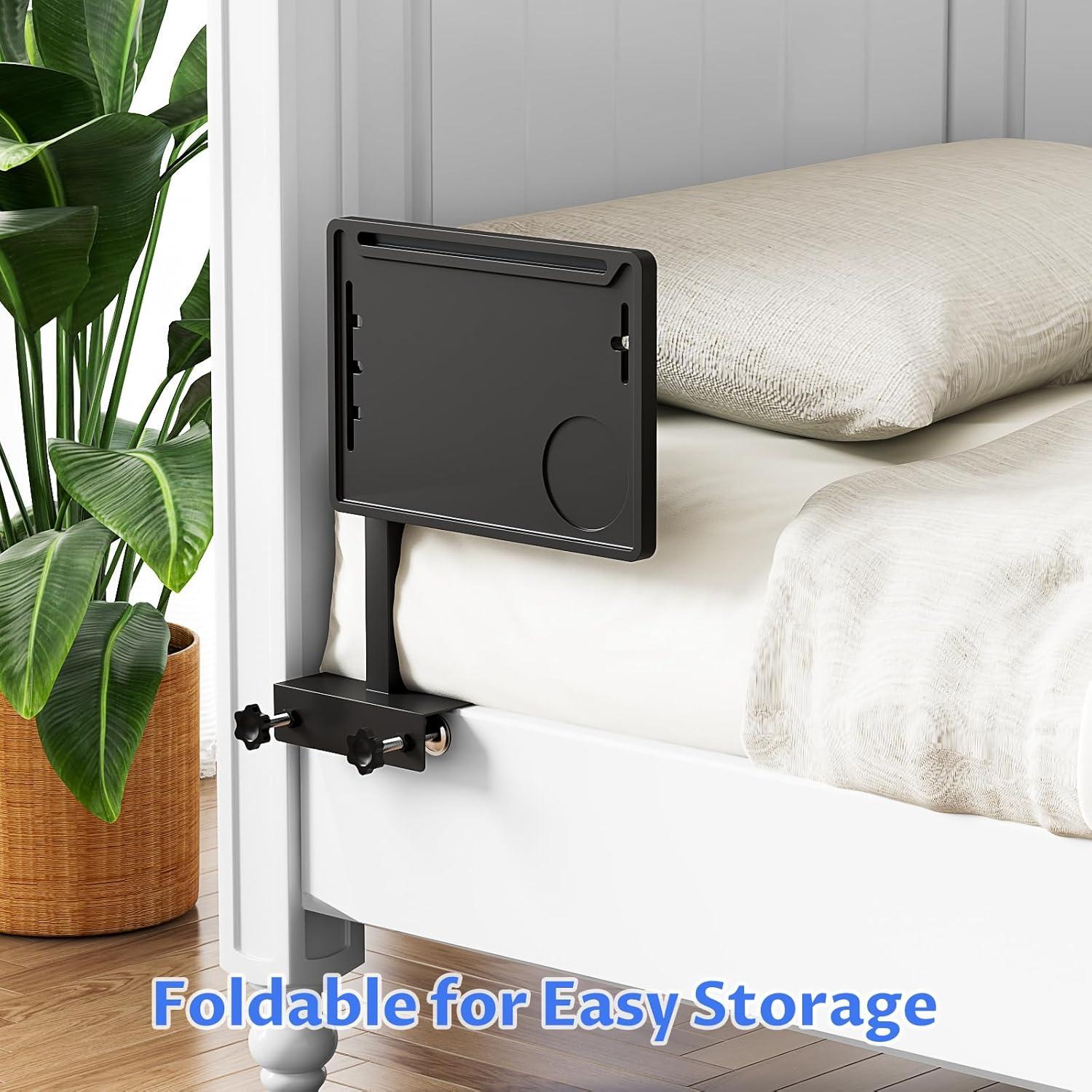 Estante de Cama NiHome Ajustable con Bandeja Plegable Negra