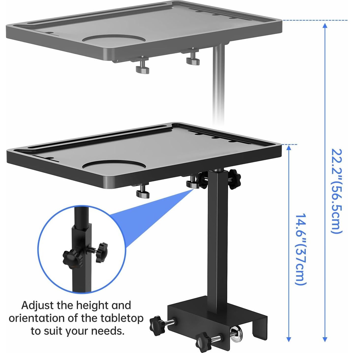 Estante de Cama NiHome Ajustable con Bandeja Plegable Negra