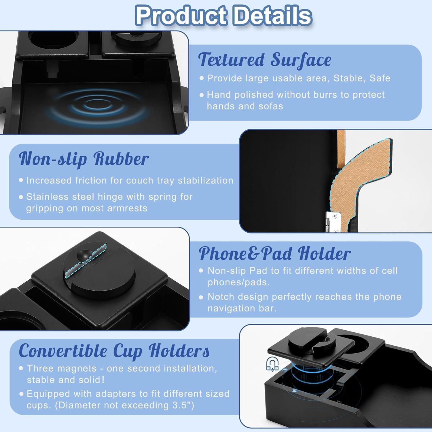 Mesa de bandeja para brazo de sofá AISONGDONG XD3925 4 en 1