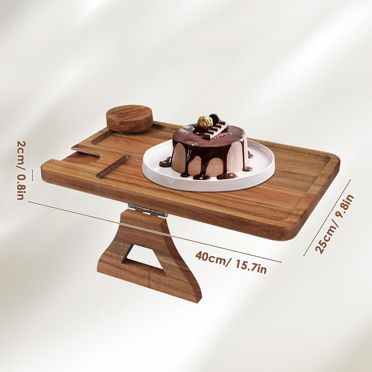 Bandeja para Brazo de Sofá Comfoyar de Madera de Acacia 3 en 1