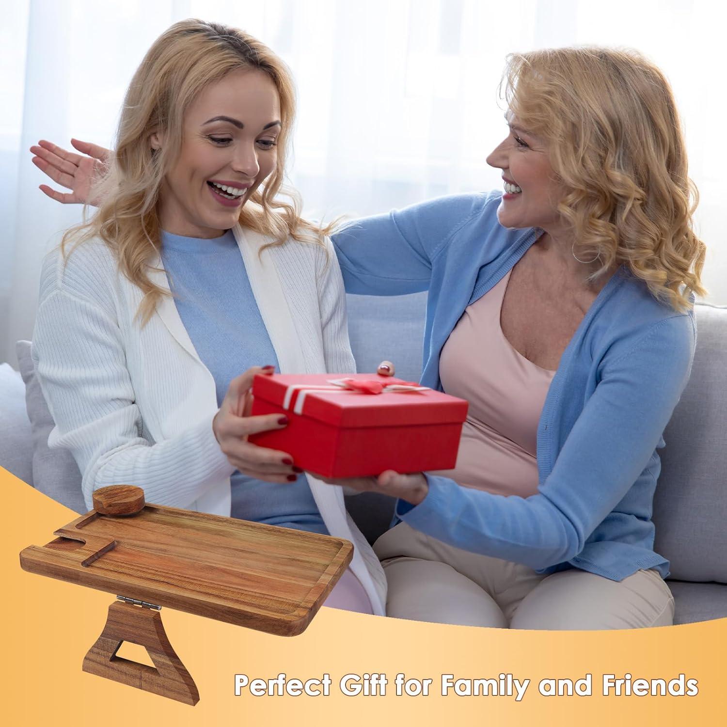 Bandeja para Brazo de Sofá Comfoyar de Madera de Acacia 3 en 1