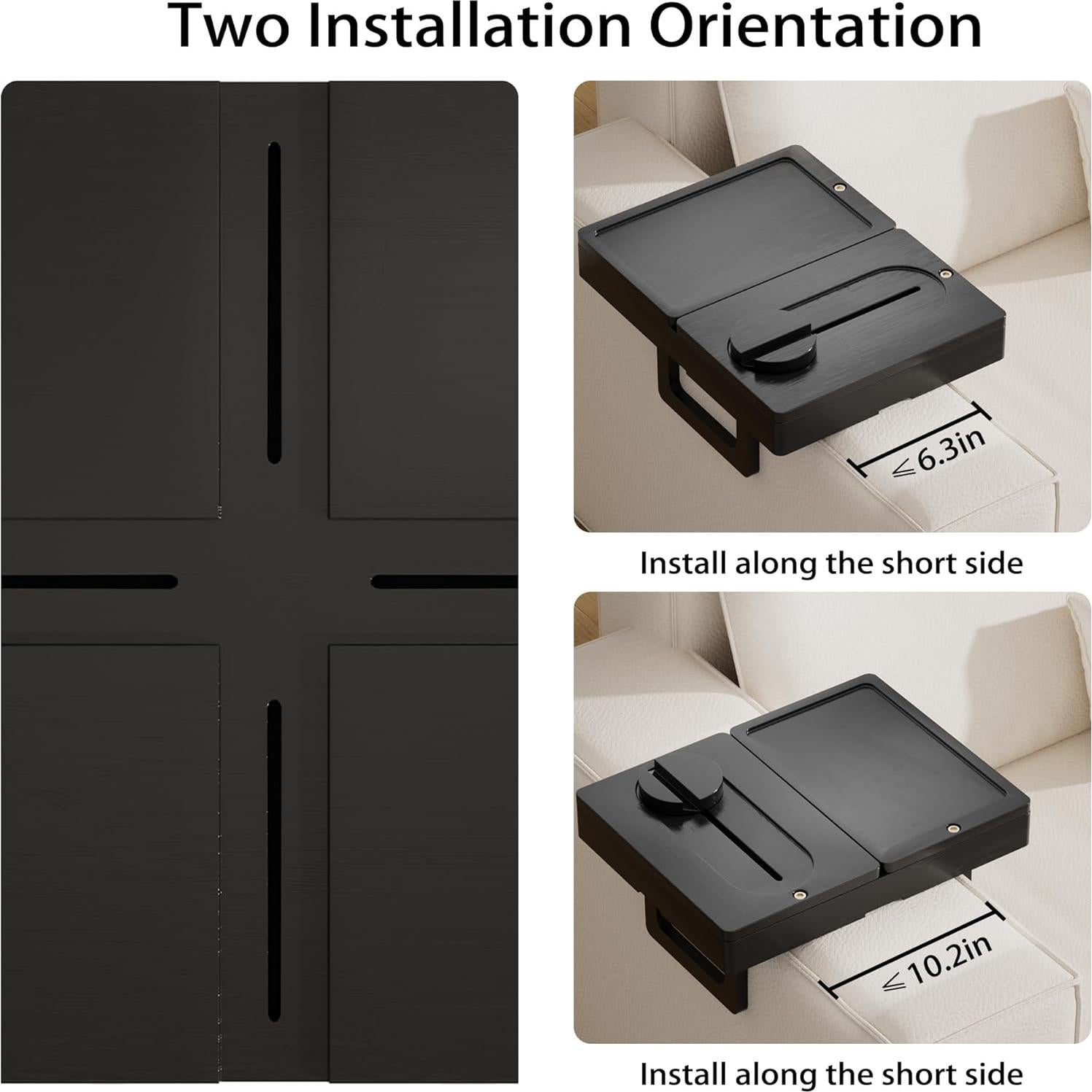 Bandeja para Brazo de Sofá Ollieroo de Bambú Ajustable Negra