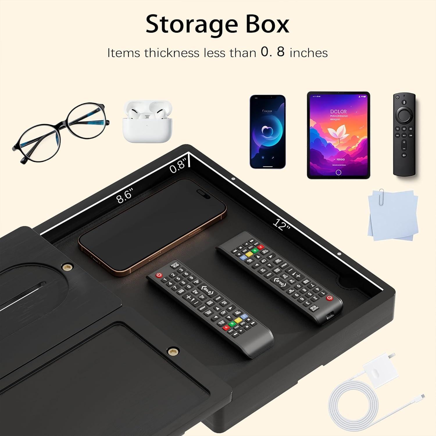 Bandeja para Brazo de Sofá Ollieroo de Bambú Ajustable Negra