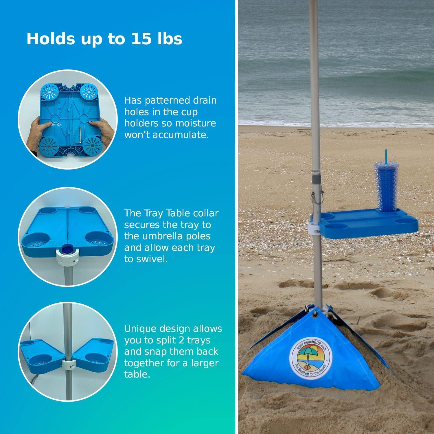 Mesa Tray BeachBUB con 2 Mesas y 4 Soportes para Vasos