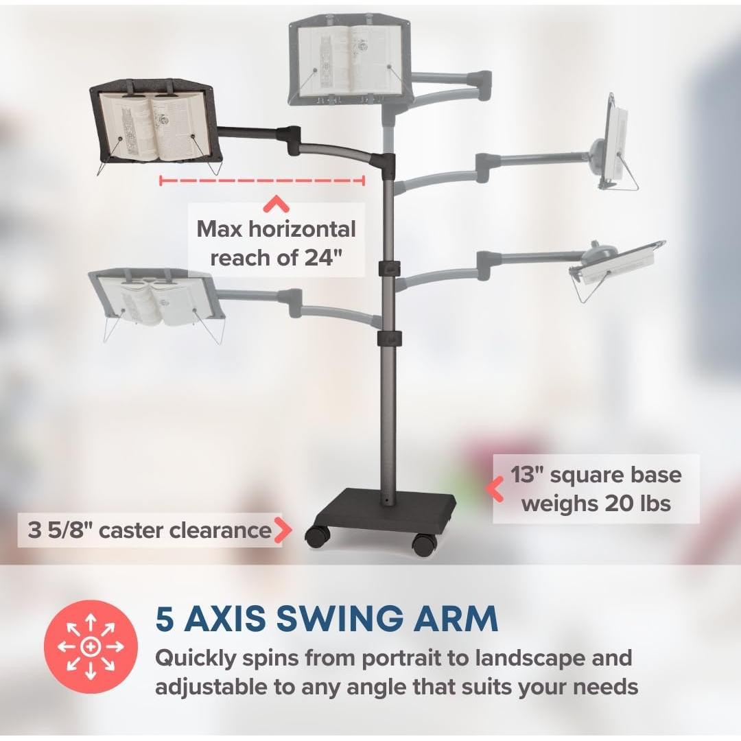 Soporte de Libro LEVO G2 Ajustable con Base Rodante - Ergonómico