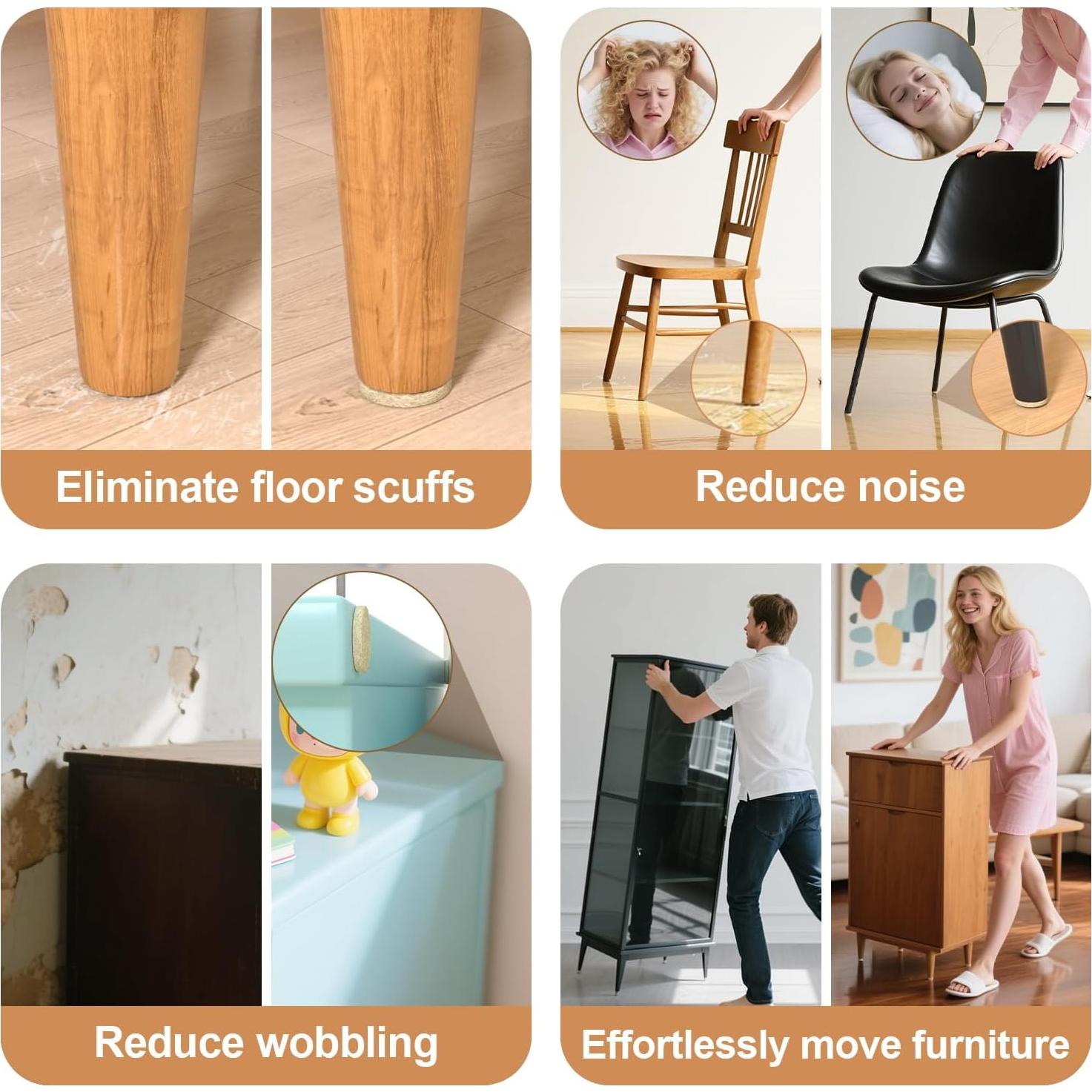 48 Almohadillas de Fieltro YOESSA para Muebles Marrón 25mm