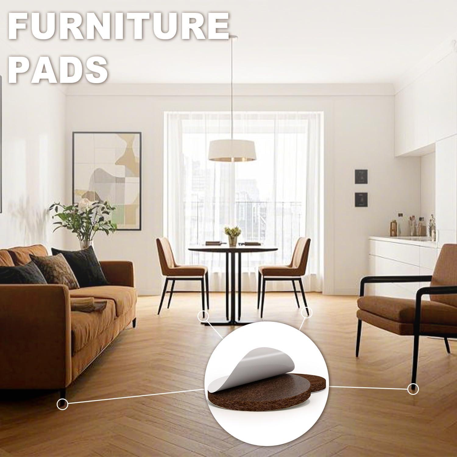 48 Almohadillas de Fieltro YOESSA para Muebles Marrón 25mm