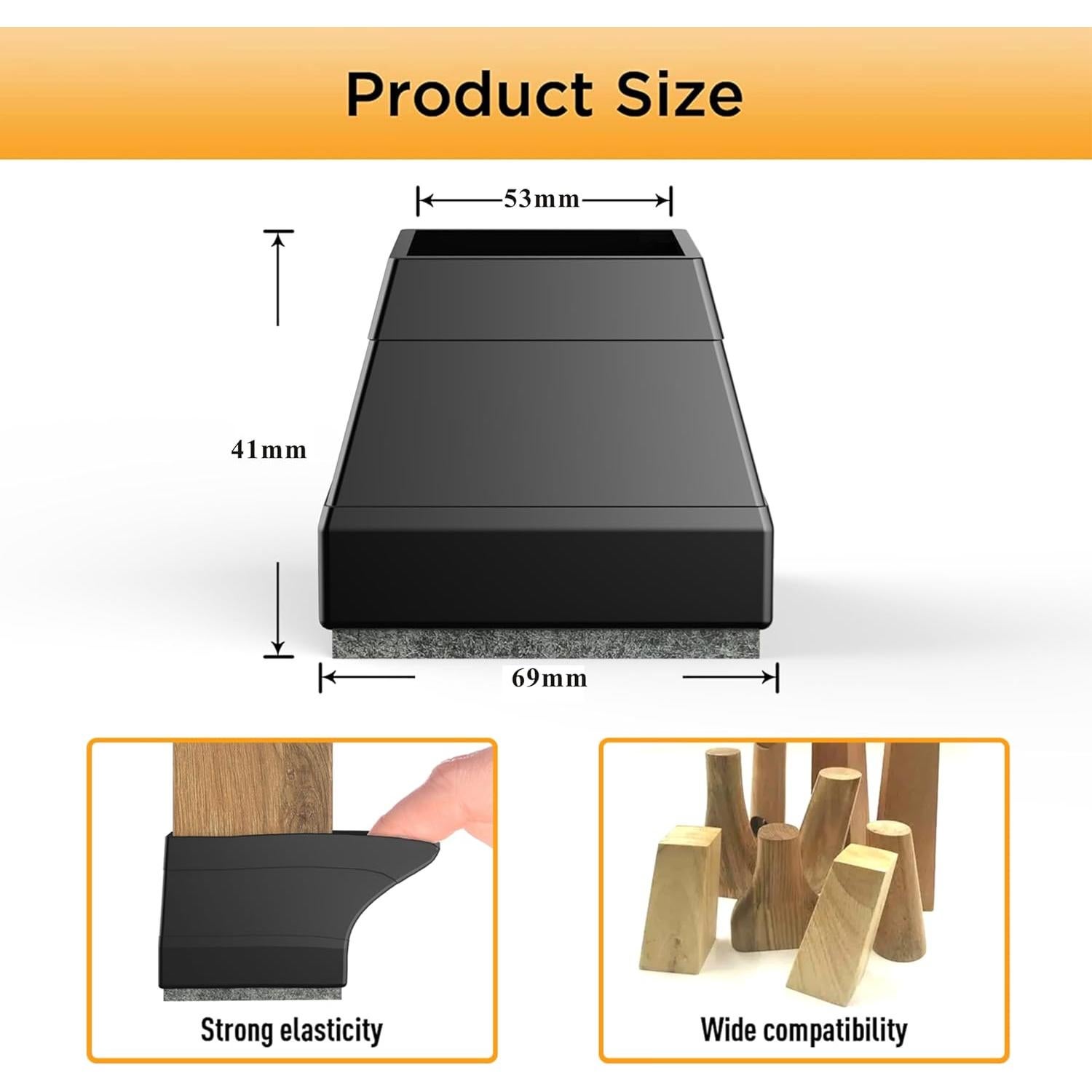 Protectores de patas de silla CHWM 8 piezas silicona fieltro negro