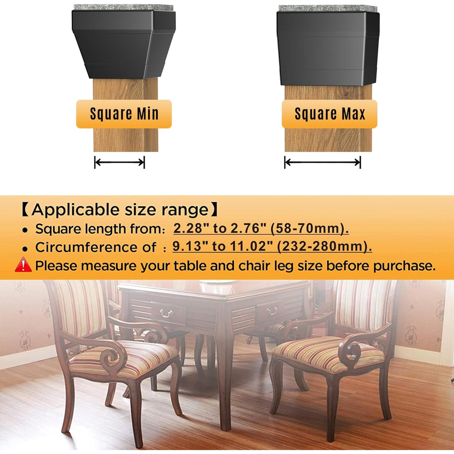 Protectores de patas de silla CHWM 8 piezas silicona fieltro negro