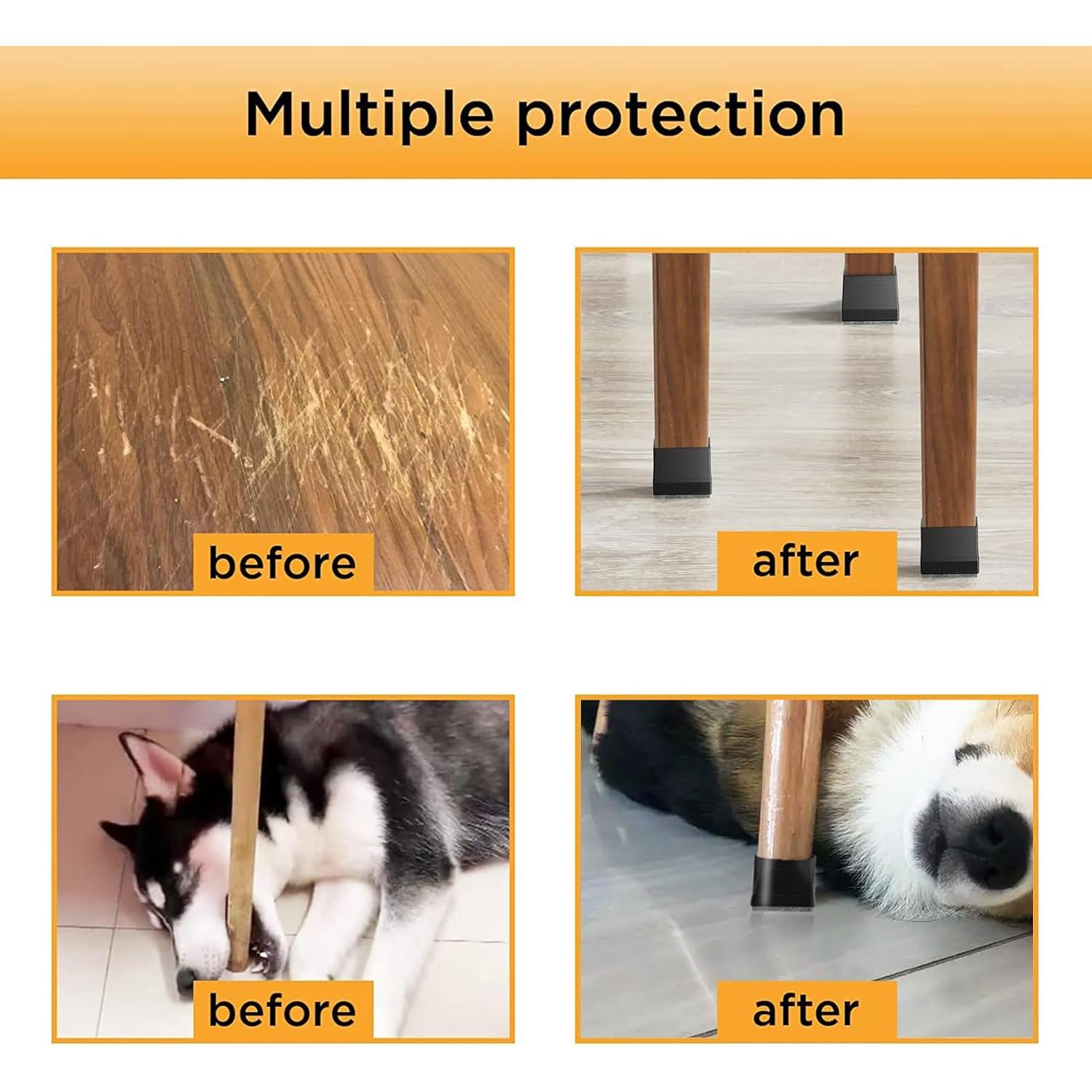 Protectores de patas de silla CHWM 8 piezas silicona fieltro negro