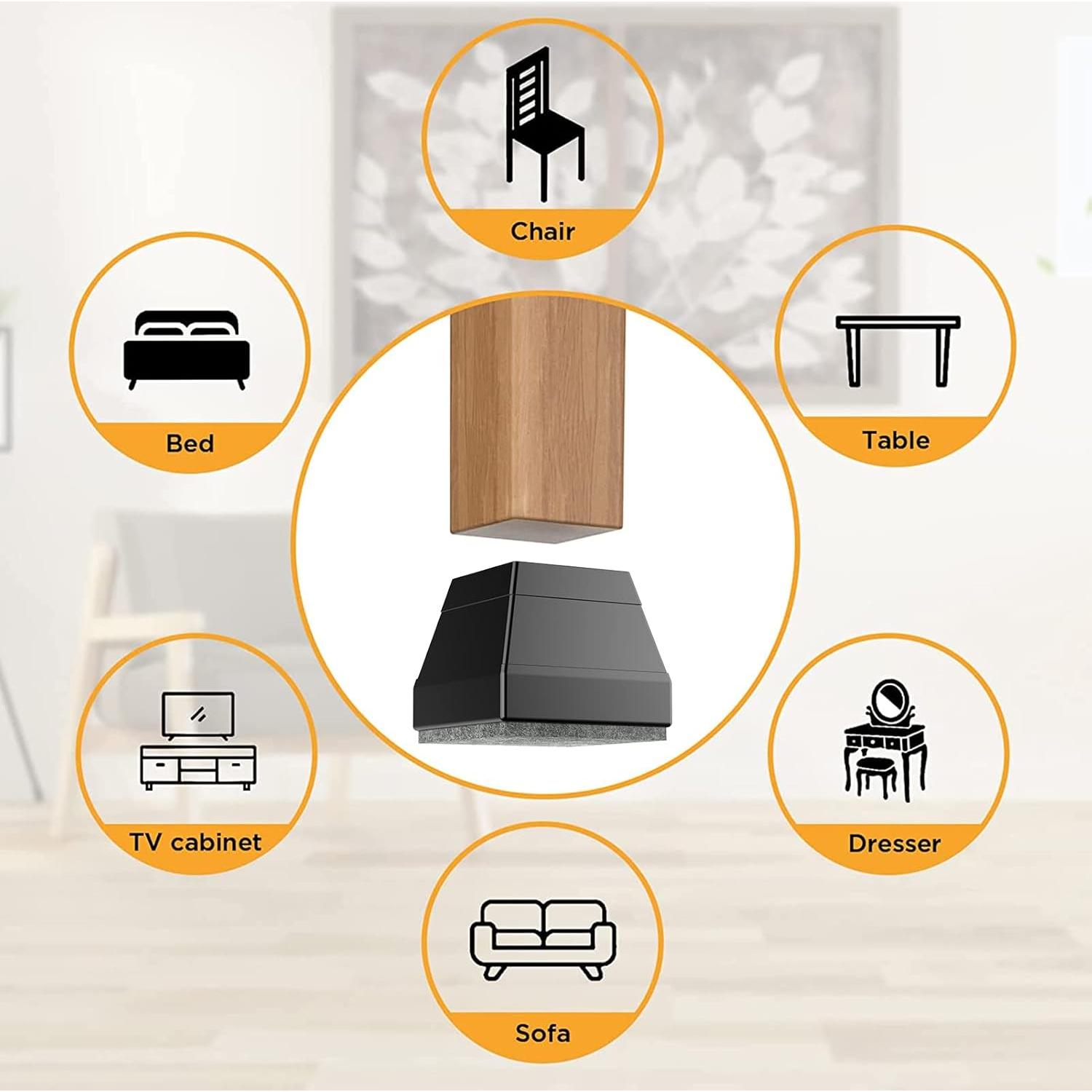 Protectores de patas de silla CHWM 8 piezas silicona fieltro negro