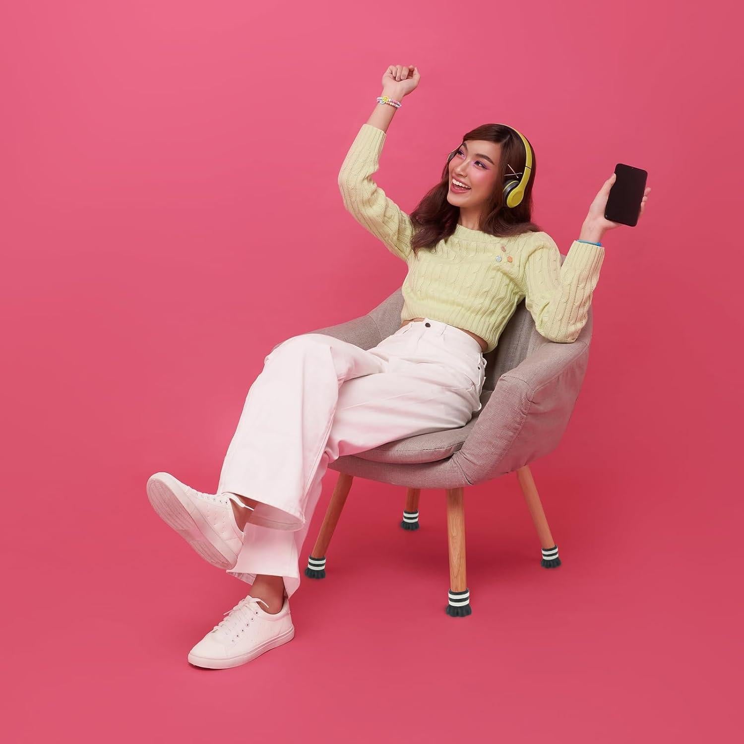 Protectores de Pierna de Silla uxcell 4 Pcs Silicona Rojo