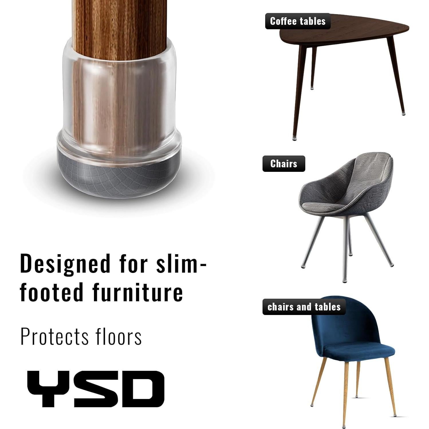 Protectores de Suelo de Silicona YSD 24 Pcs para Patas de Silla