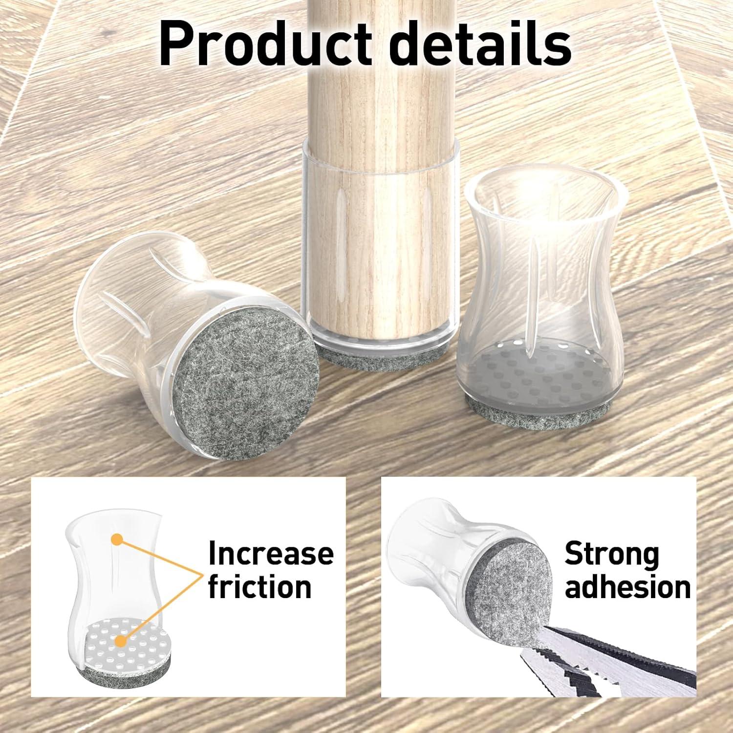 16 Protectores de Piso para Patas de Silla CHWM Silicona Fieltro