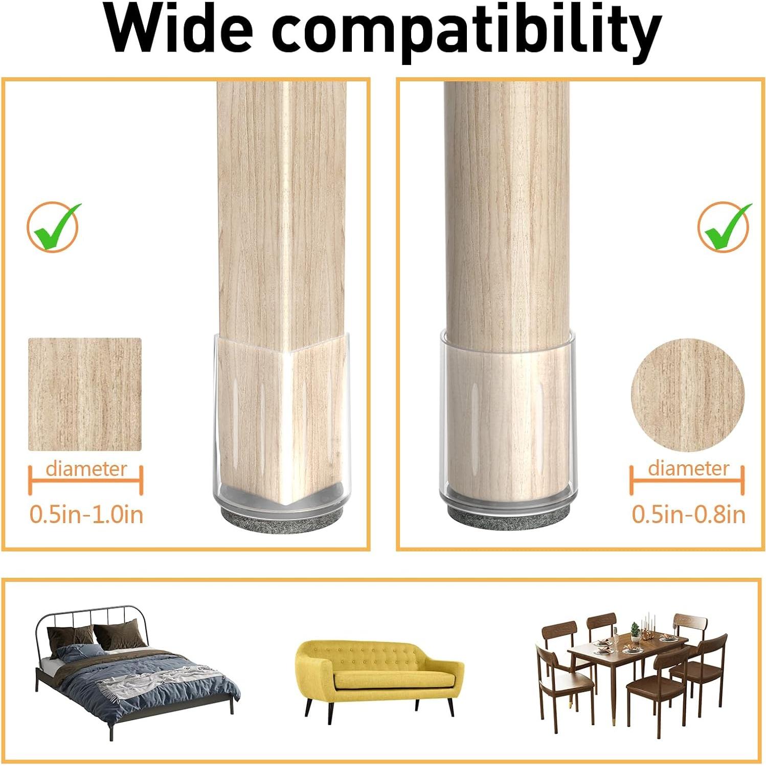 16 Protectores de Piso para Patas de Silla CHWM Silicona Fieltro