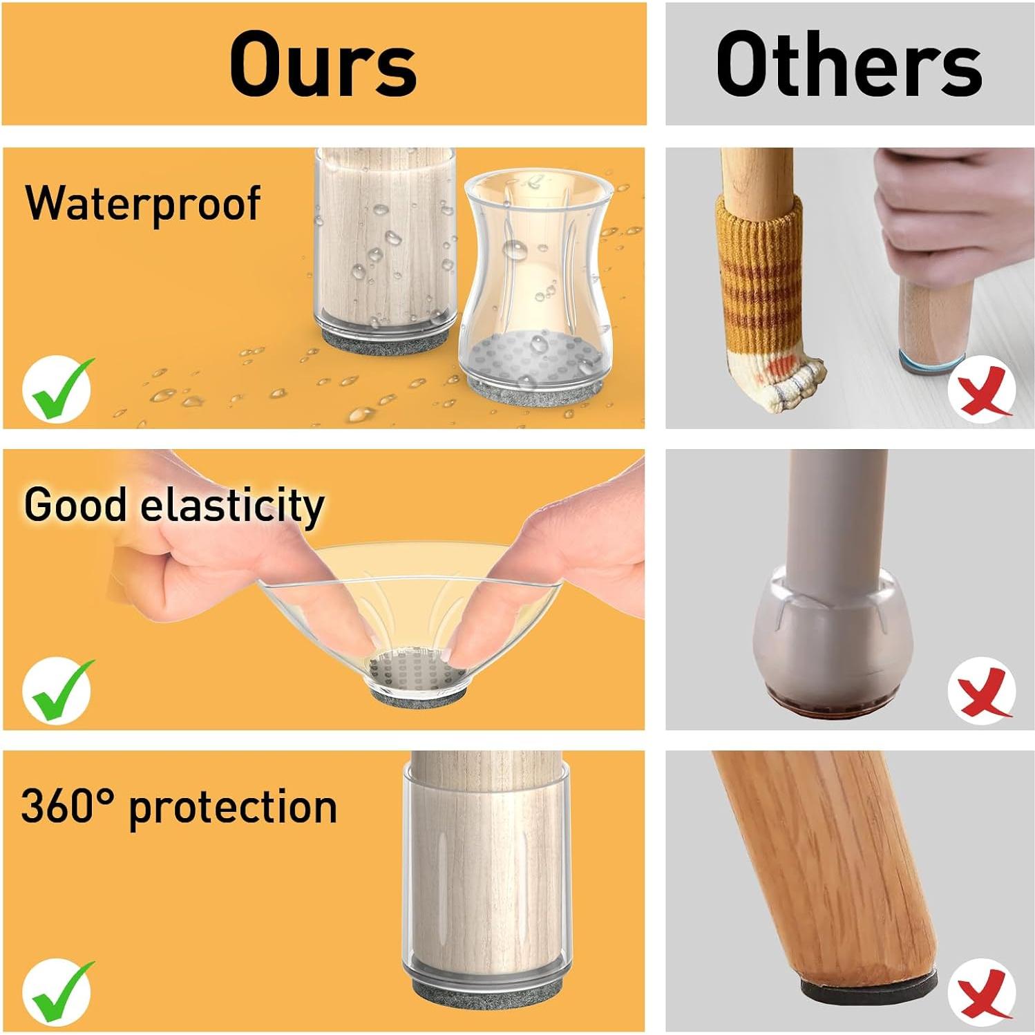 16 Protectores de Piso para Patas de Silla CHWM Silicona Fieltro