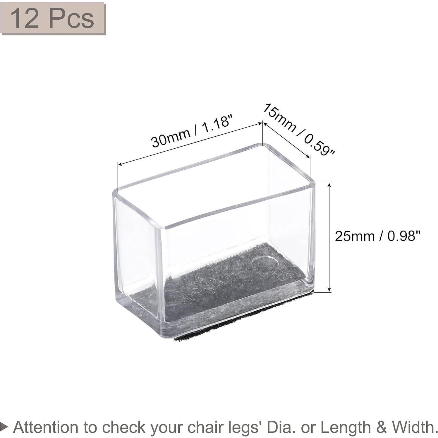 Protectores de Suelo para Patas de Silla uxcell, 12 Piezas PVC y Fieltro 15x30mm