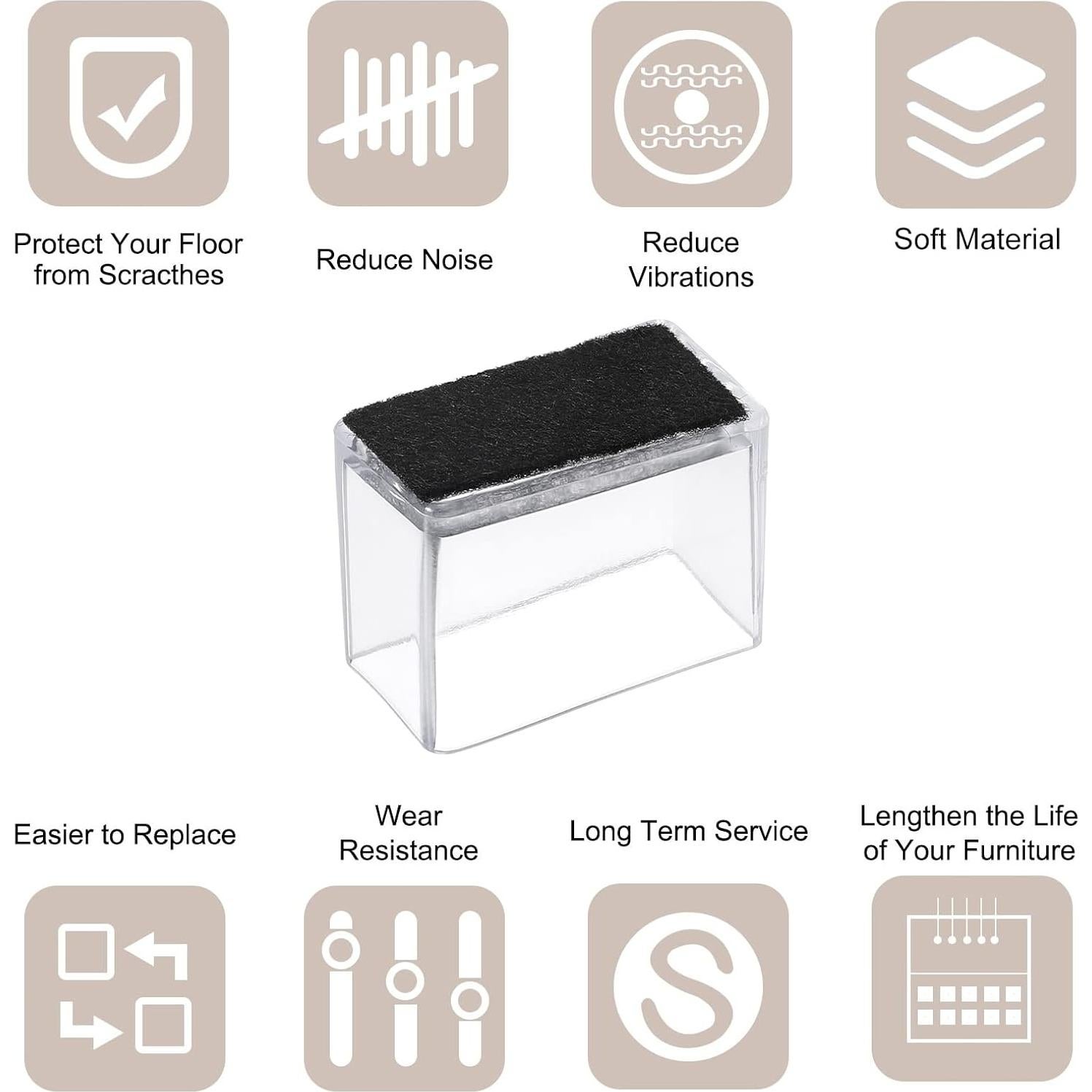 Protectores de Suelo para Patas de Silla uxcell, 12 Piezas PVC y Fieltro 15x30mm