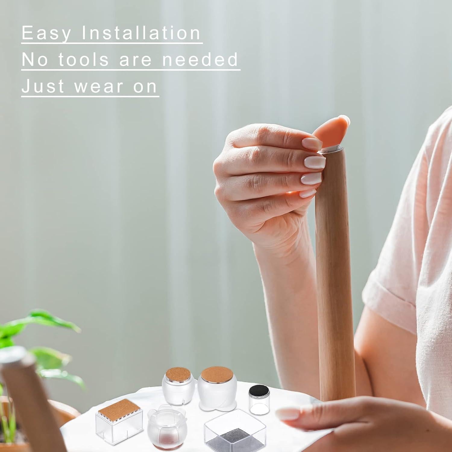 Protectores de Suelo para Patas de Silla uxcell, 12 Piezas PVC y Fieltro 15x30mm