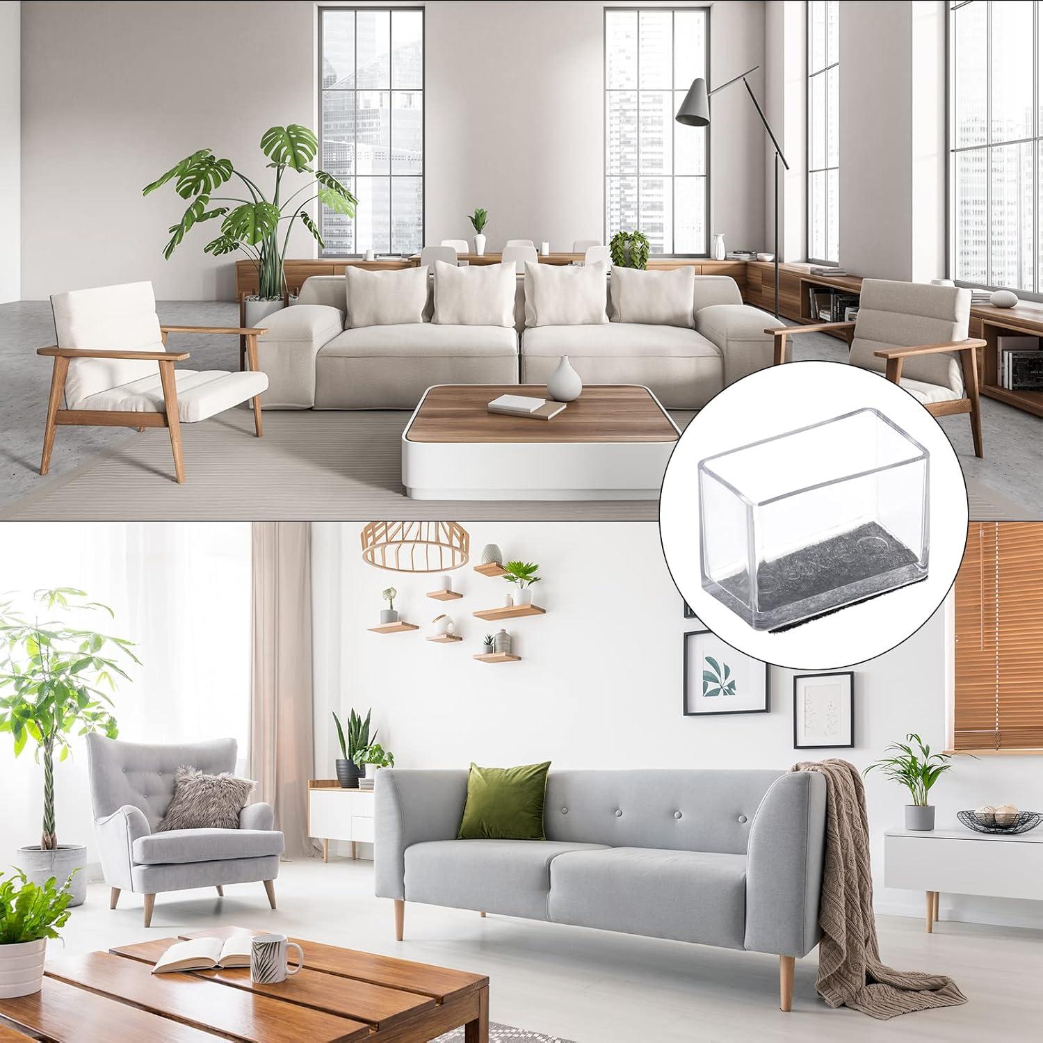 Protectores de Suelo para Patas de Silla uxcell, 12 Piezas PVC y Fieltro 15x30mm