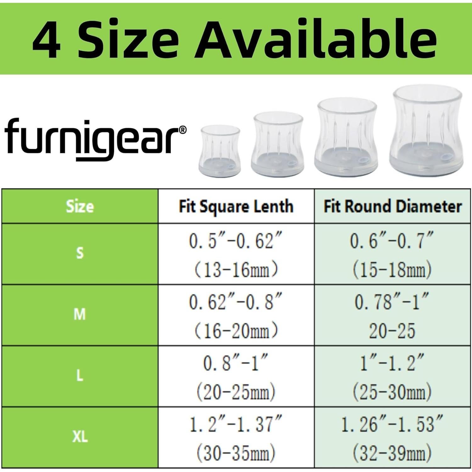 Protectores de Suelo Furnigear para Patas de Sillas - 24 Piezas