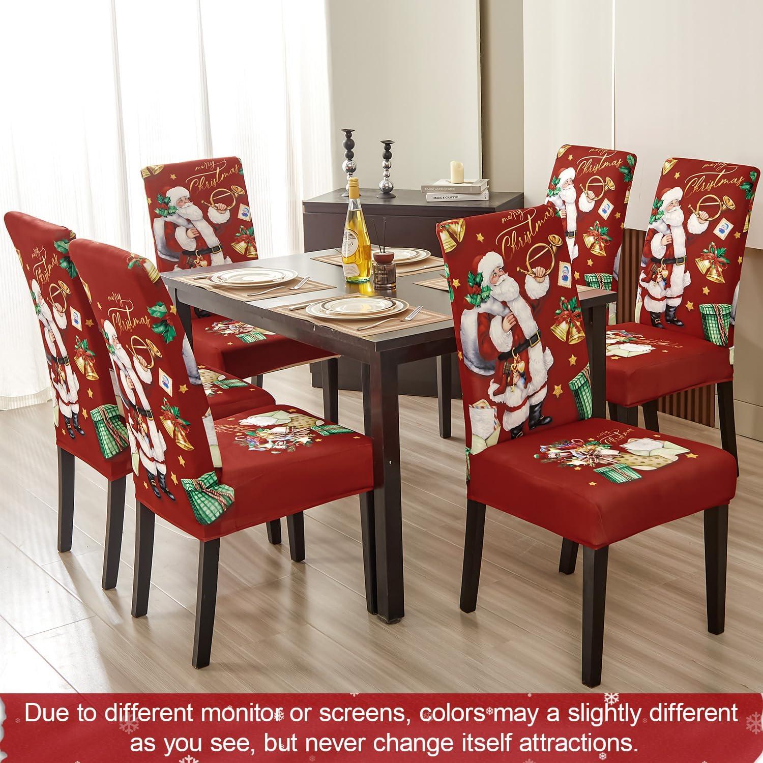 Juego de 4 Fundas de Silla de Navidad JQinHome - Patrón Calcetines