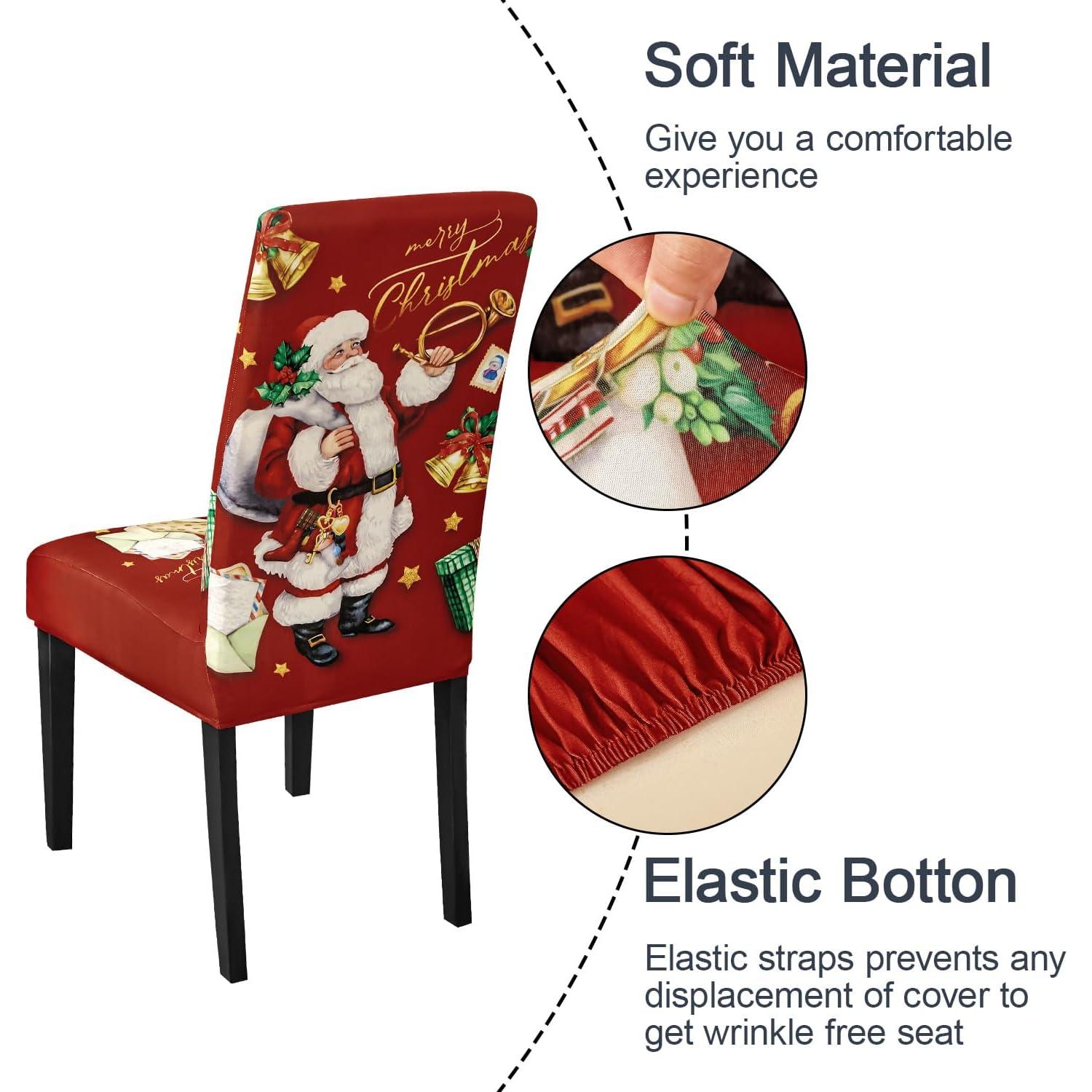 Juego de 4 Fundas de Silla de Navidad JQinHome - Patrón Calcetines