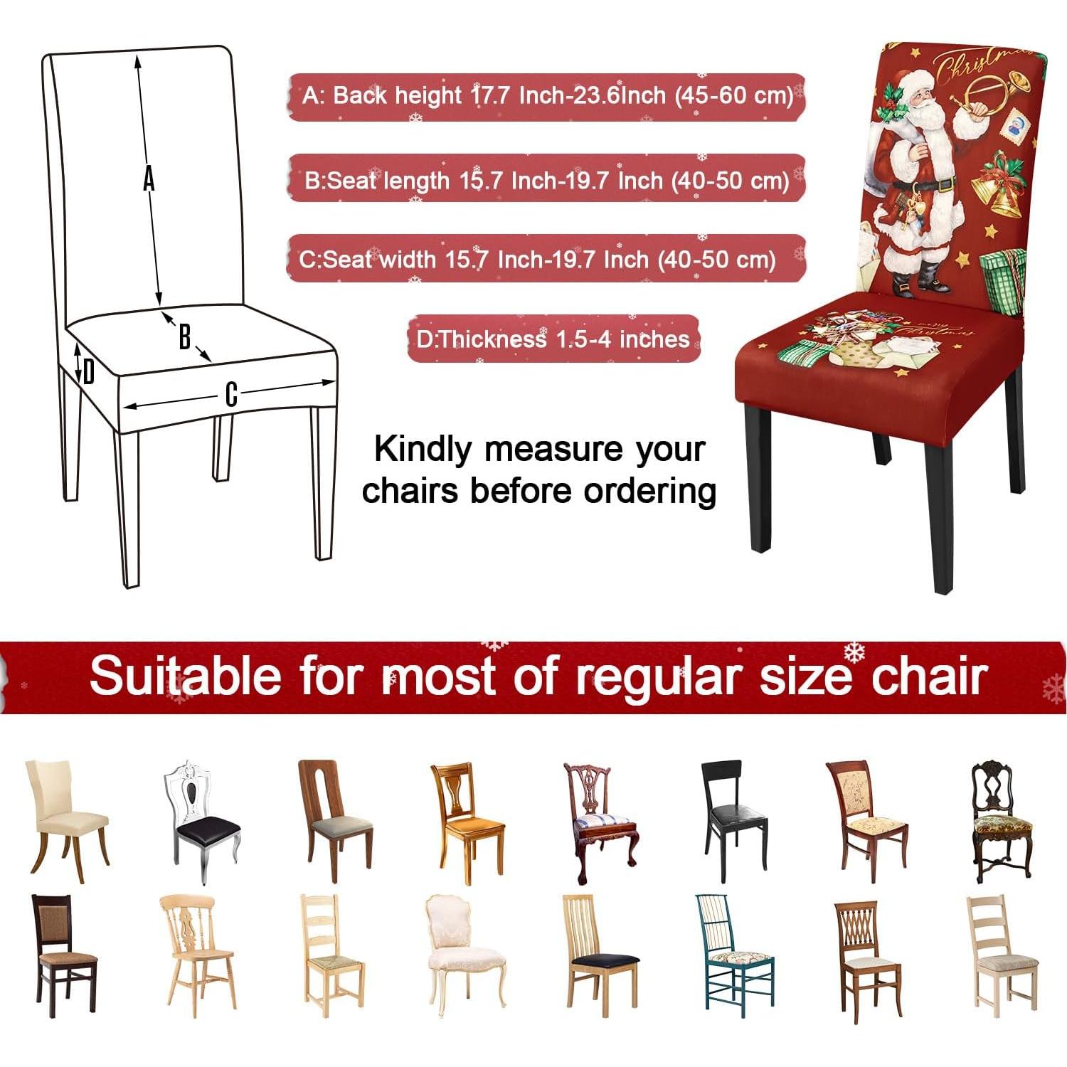 Juego de 4 Fundas de Silla de Navidad JQinHome - Patrón Calcetines