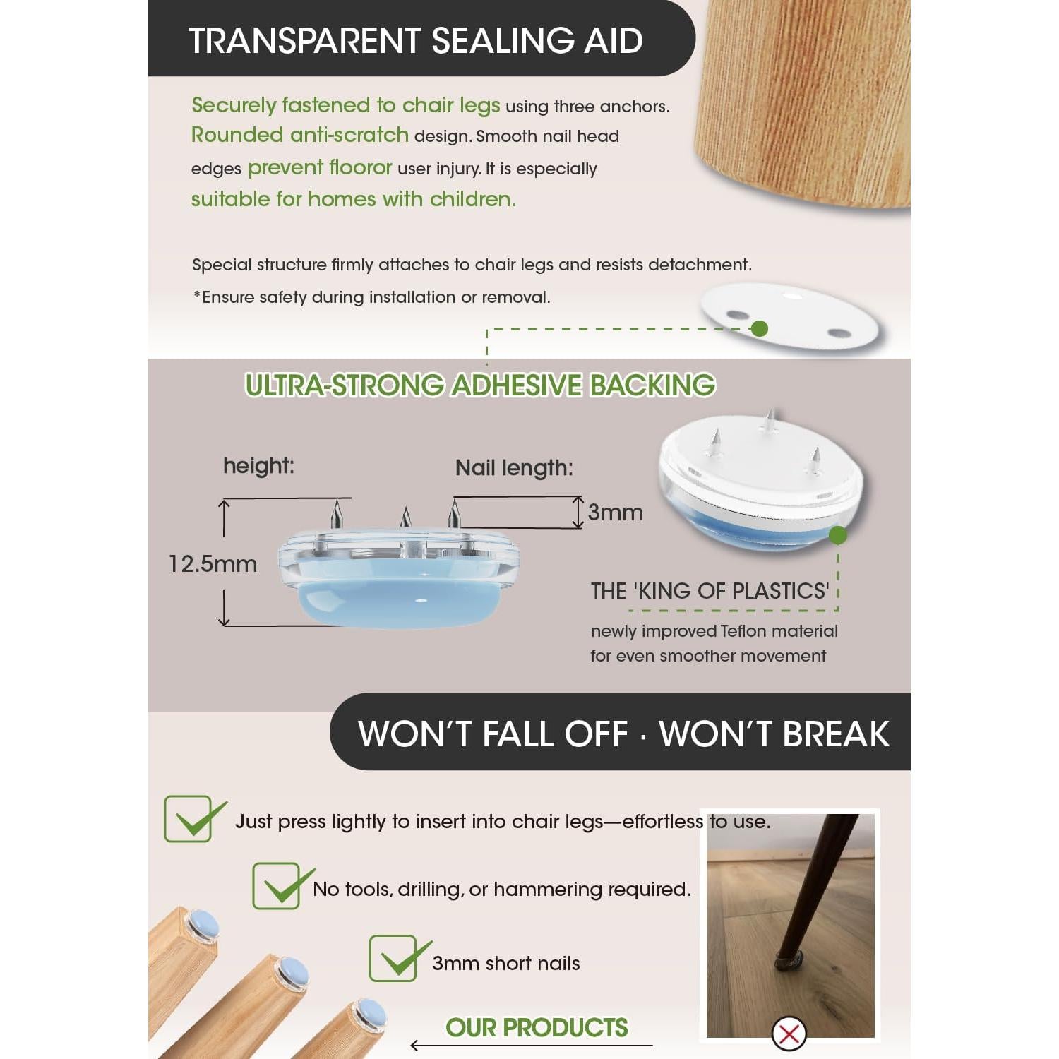 Protectores de Suelo EclatBain 25mm Teflón Juego de 8