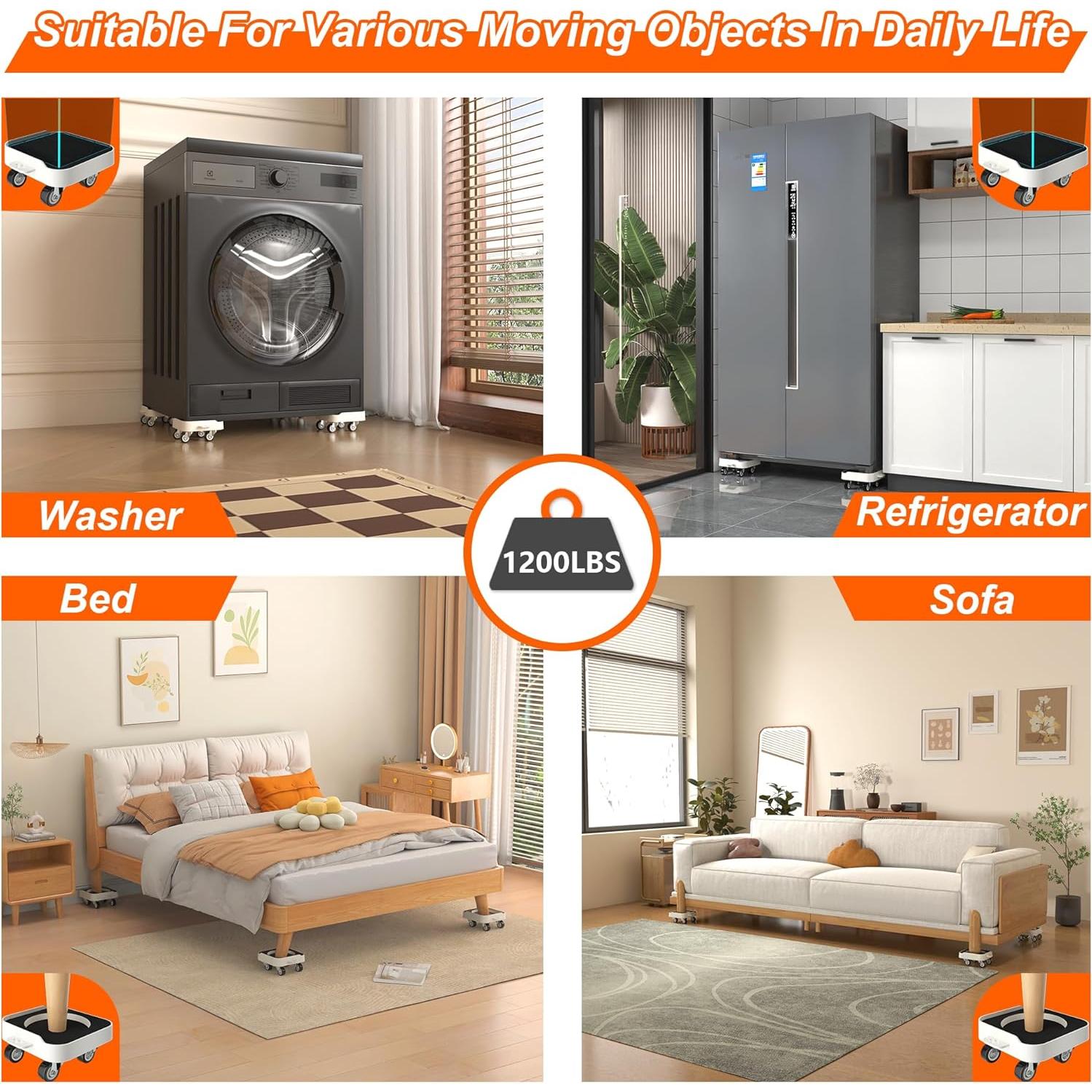 Carro de Muebles MYUEA 544 kg con Ruedas TPR y Palanca