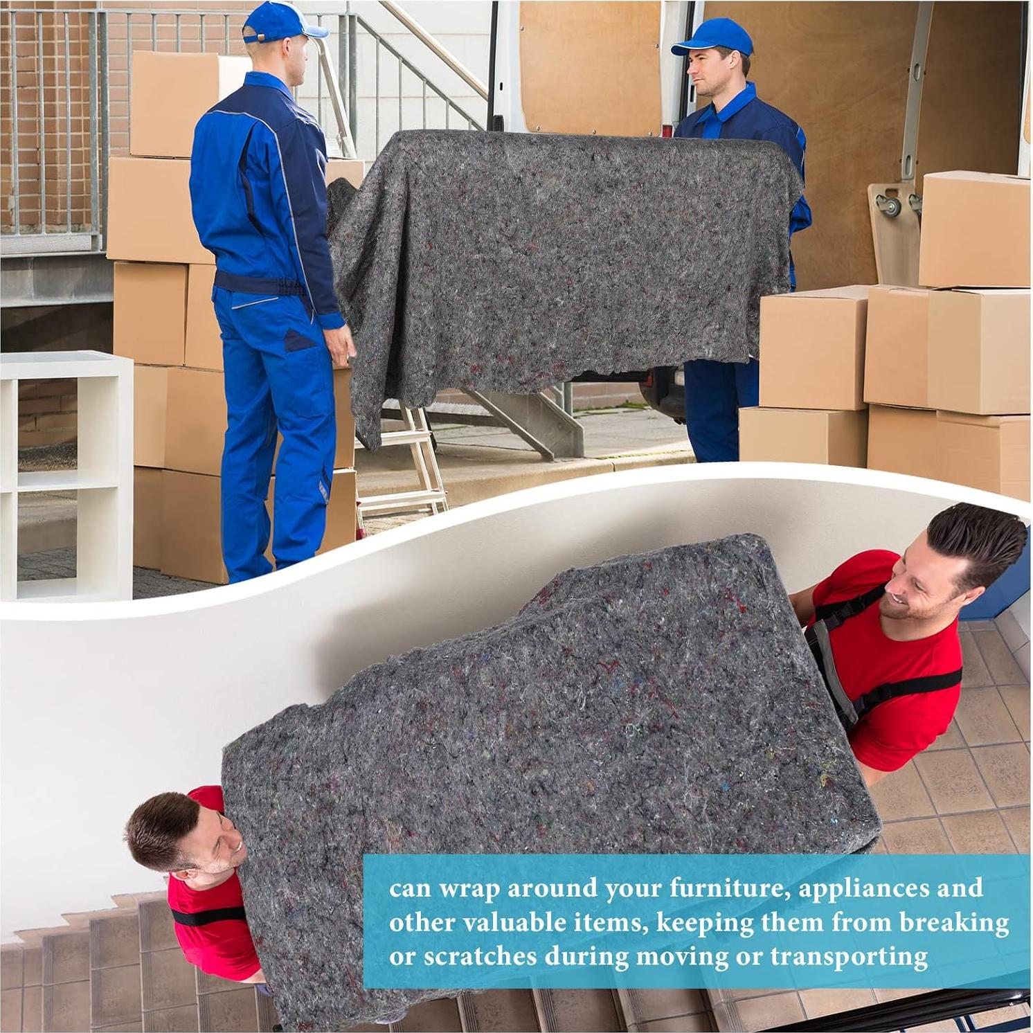 12 Manteles de Mudanza Oudain 1x1.8m Algodón Gris Alta Resistencia