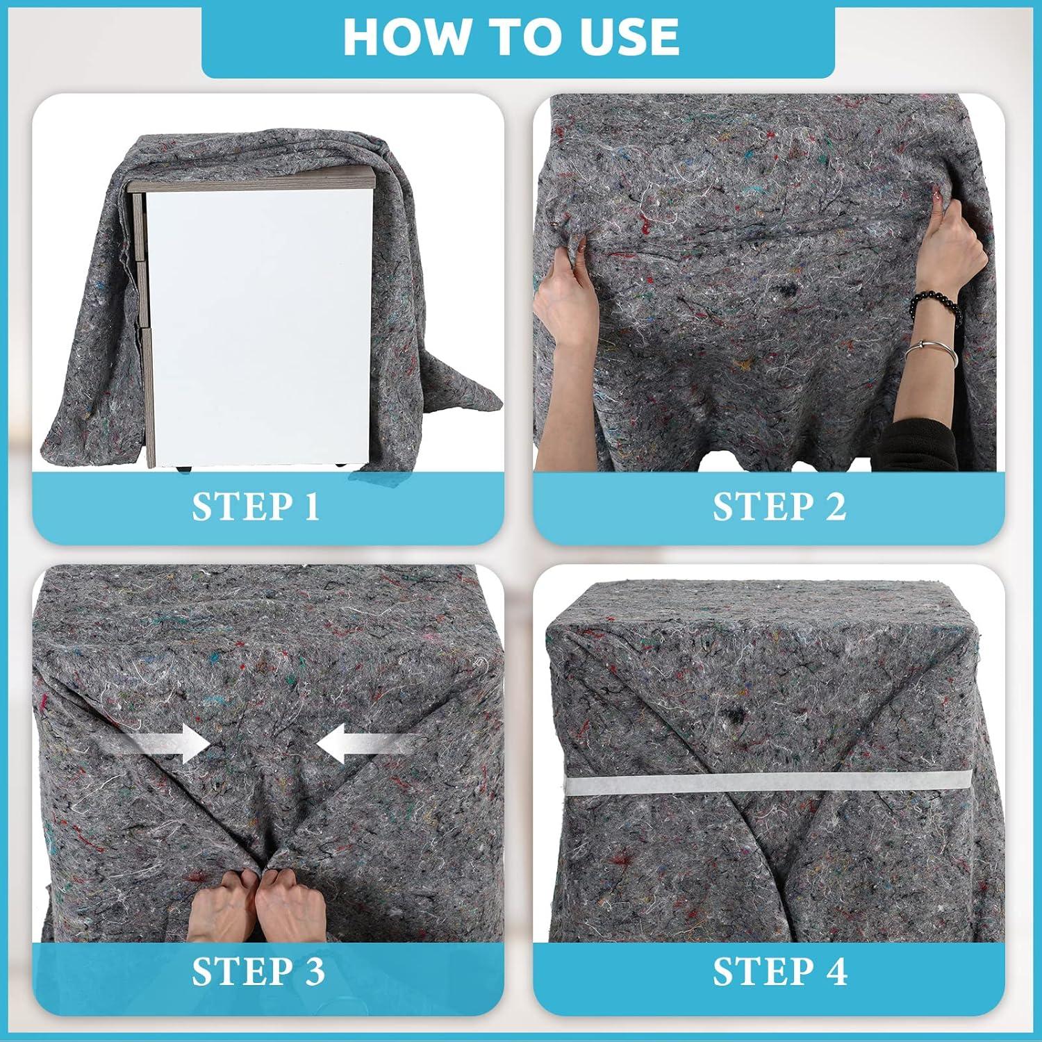 12 Manteles de Mudanza Oudain 1x1.8m Algodón Gris Alta Resistencia