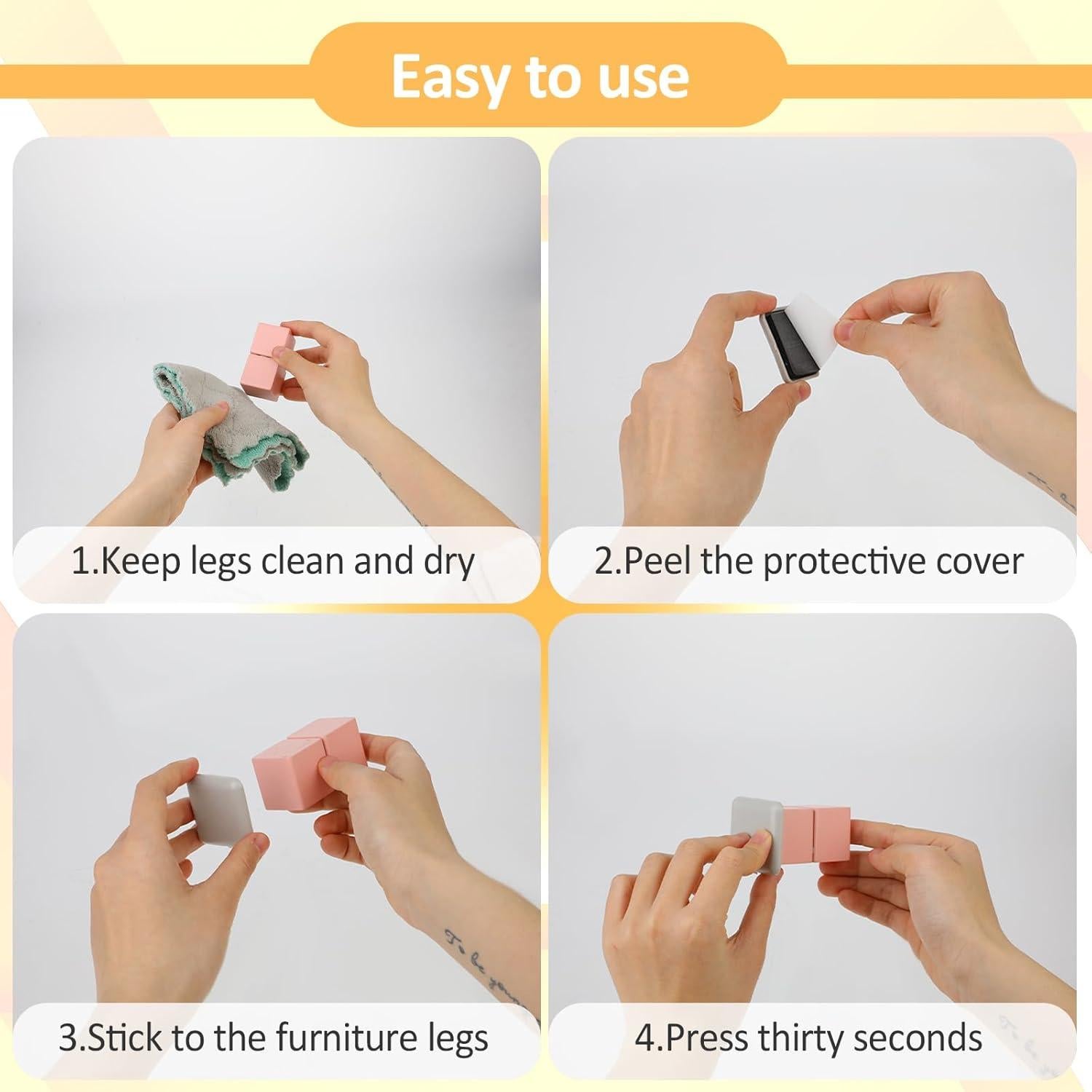 16 Deslizadores de Muebles Beige Autoadhesivos 4cm Reutilizables