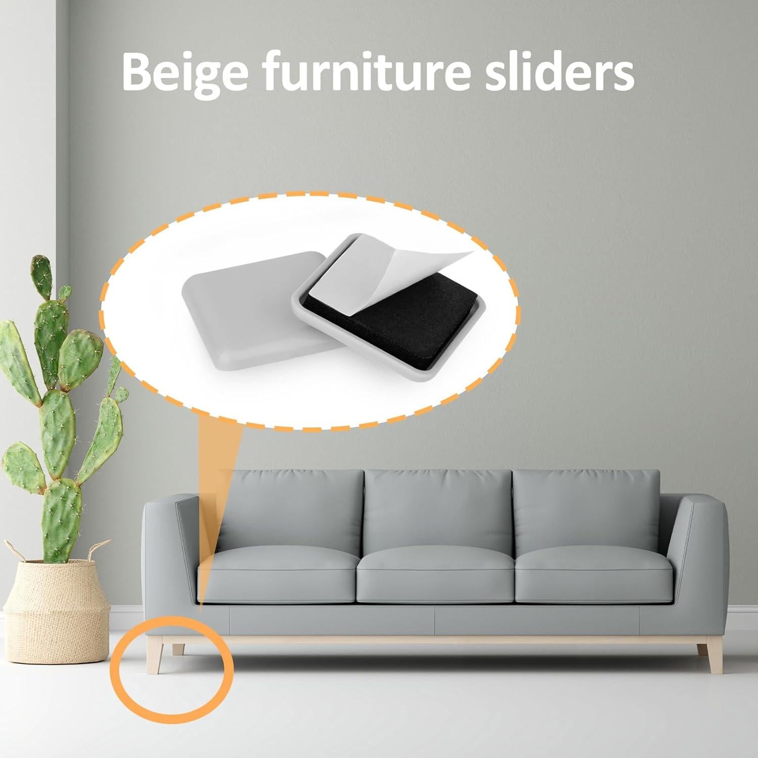 16 Deslizadores de Muebles Beige Autoadhesivos 4cm Reutilizables