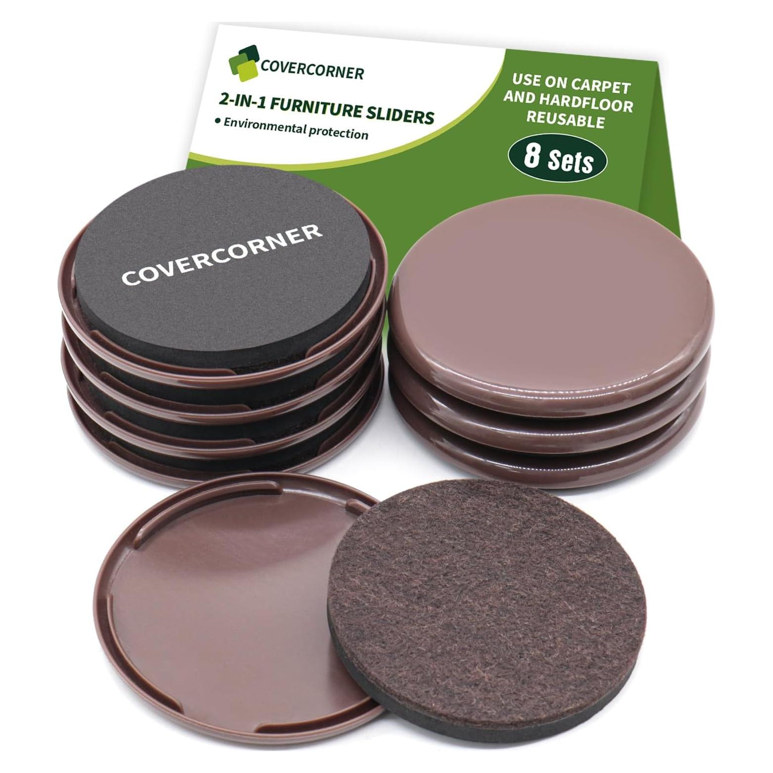 Deslizadores de Muebles 8 PCS COVERCORNER 3.5" y 4" Multi-Superficie
