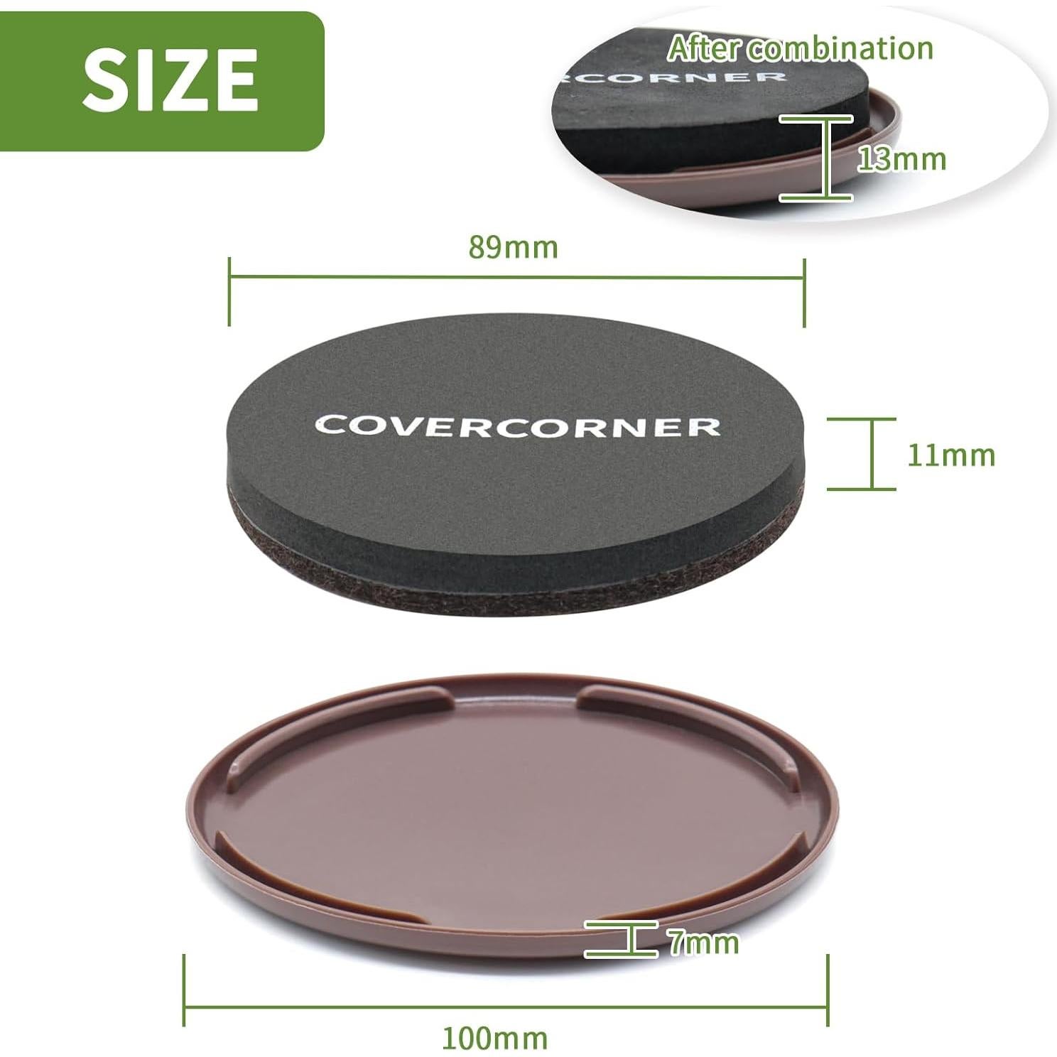 Deslizadores de Muebles 8 PCS COVERCORNER 3.5" y 4" Multi-Superficie