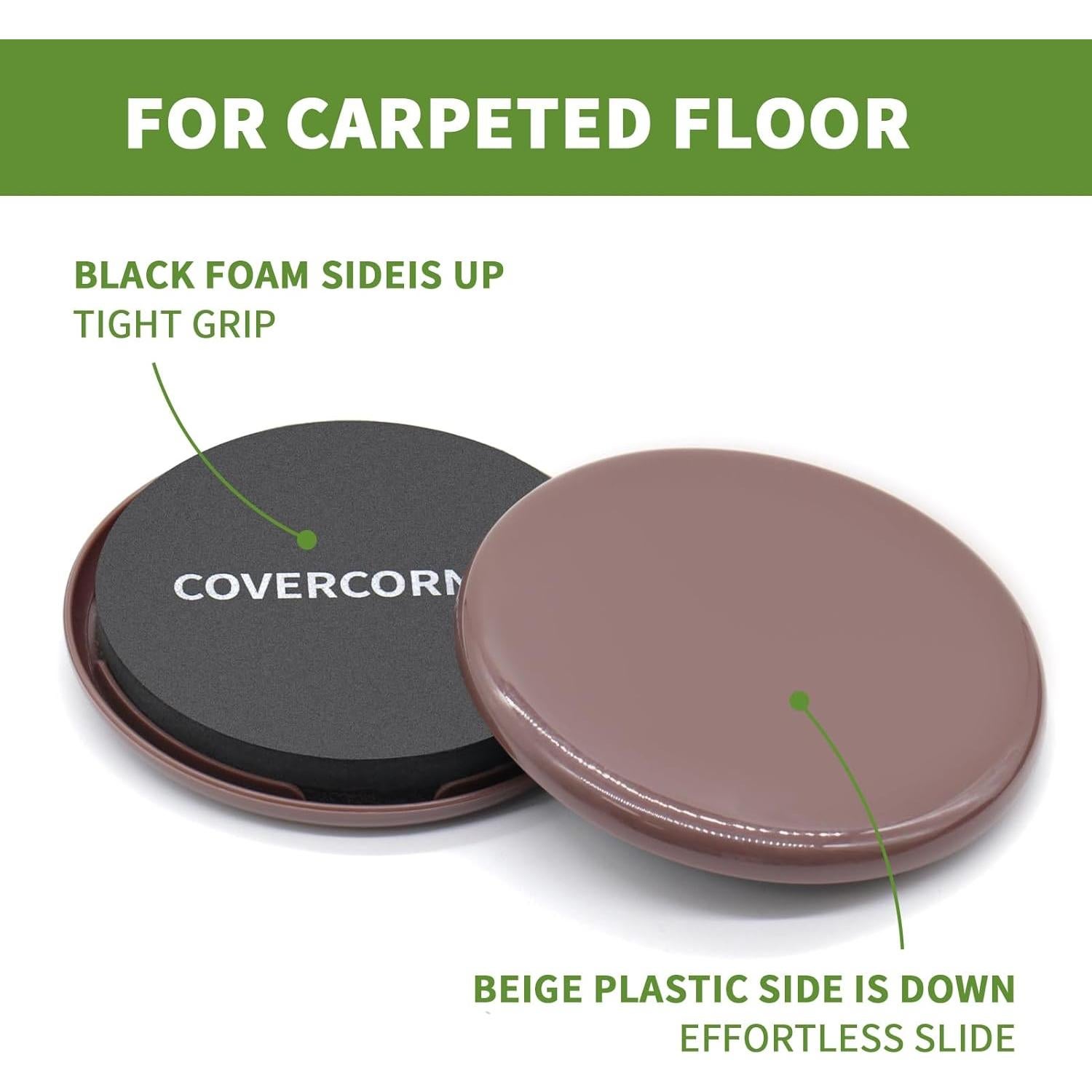 Deslizadores de Muebles 8 PCS COVERCORNER 3.5" y 4" Multi-Superficie